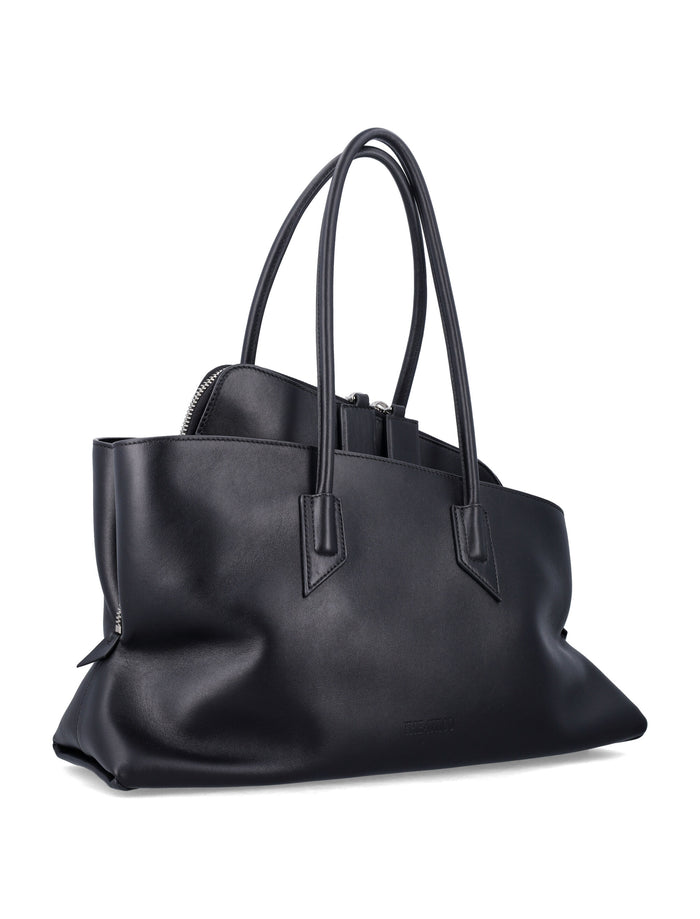 The Attico La Passeggiata Medium Leather Tote Black Calf Bos Taurus Lining Shoulder Bag