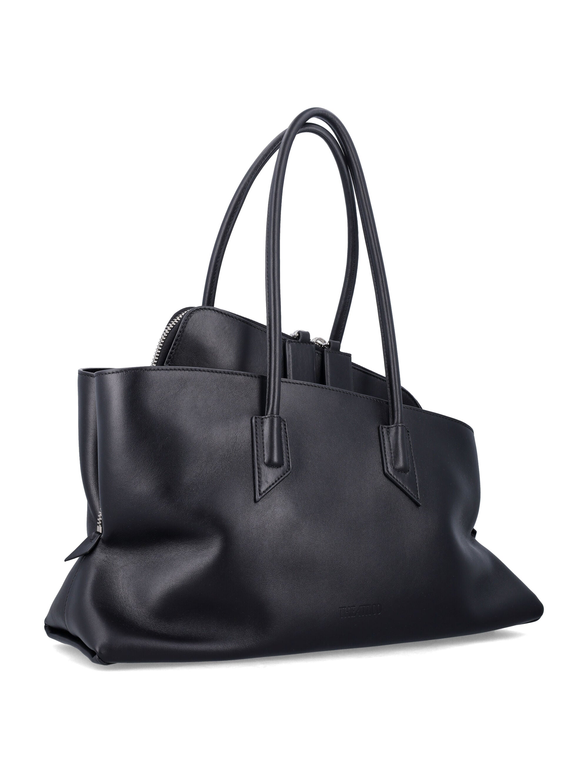 The Attico La Passeggiata Medium Leather Tote Black Calf Bos Taurus Lining Shoulder Bag