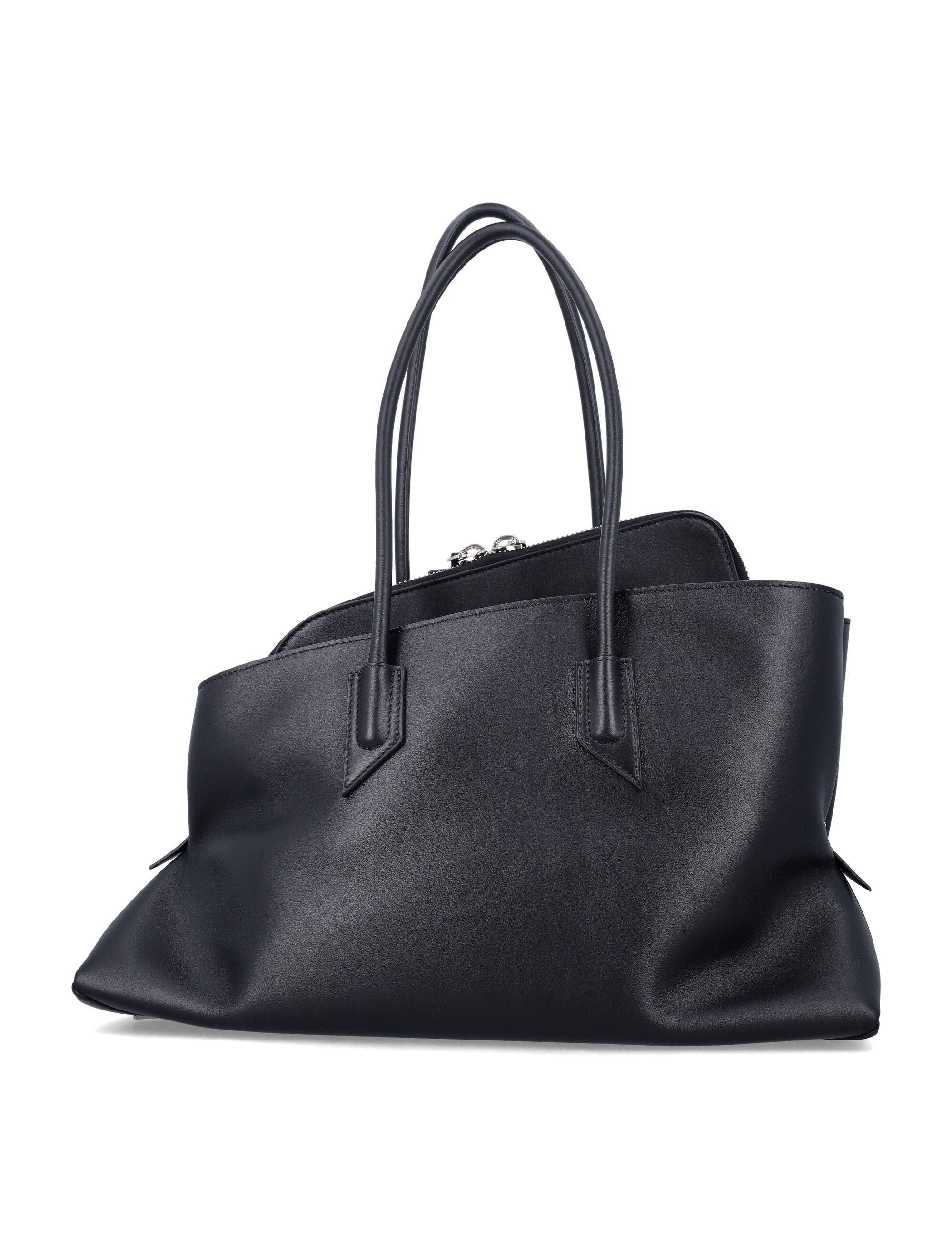 The Attico La Passeggiata Medium Leather Tote Black Calf Bos Taurus Lining Shoulder Bag