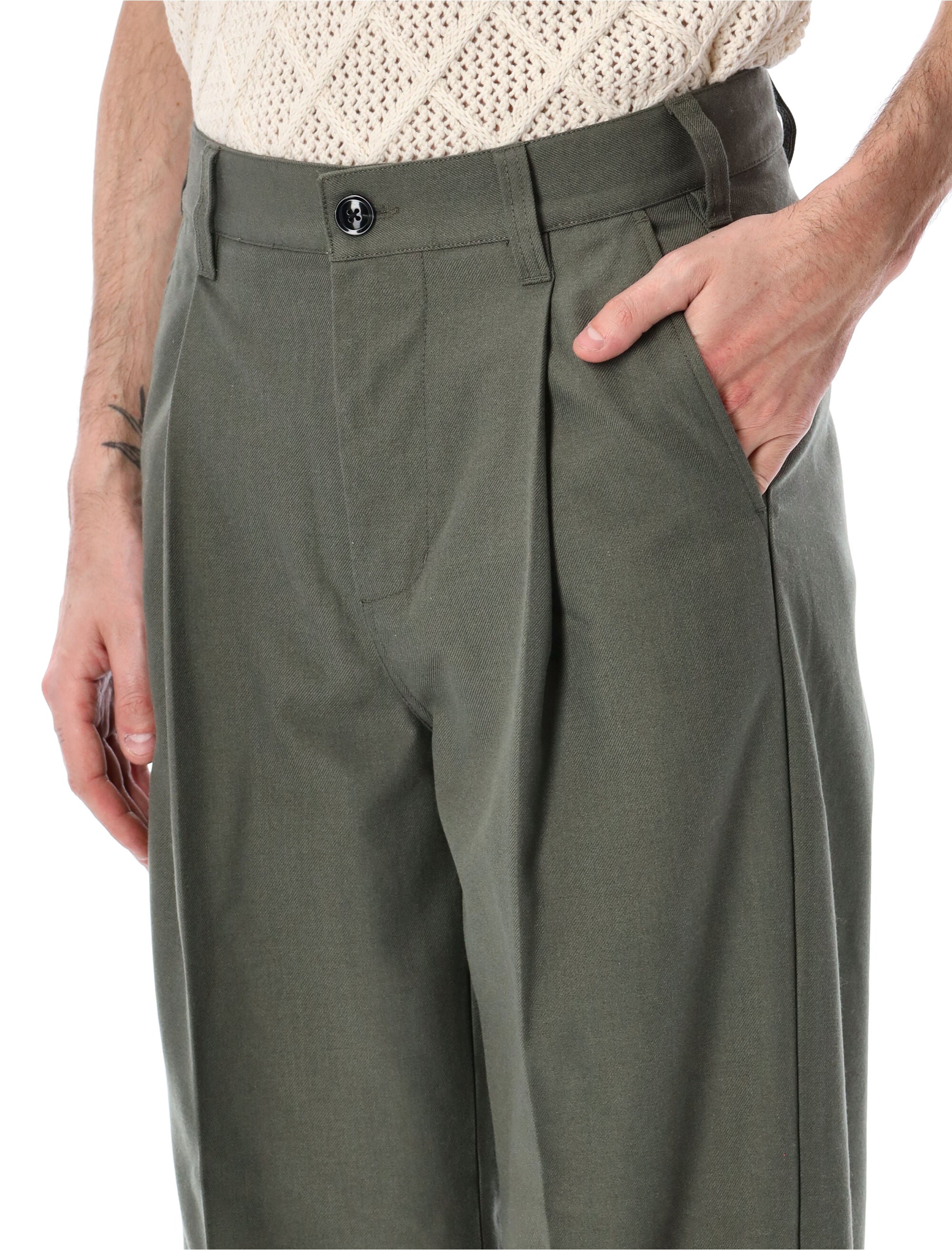 Obey Dean pleated pants Tea Leaf Polyester