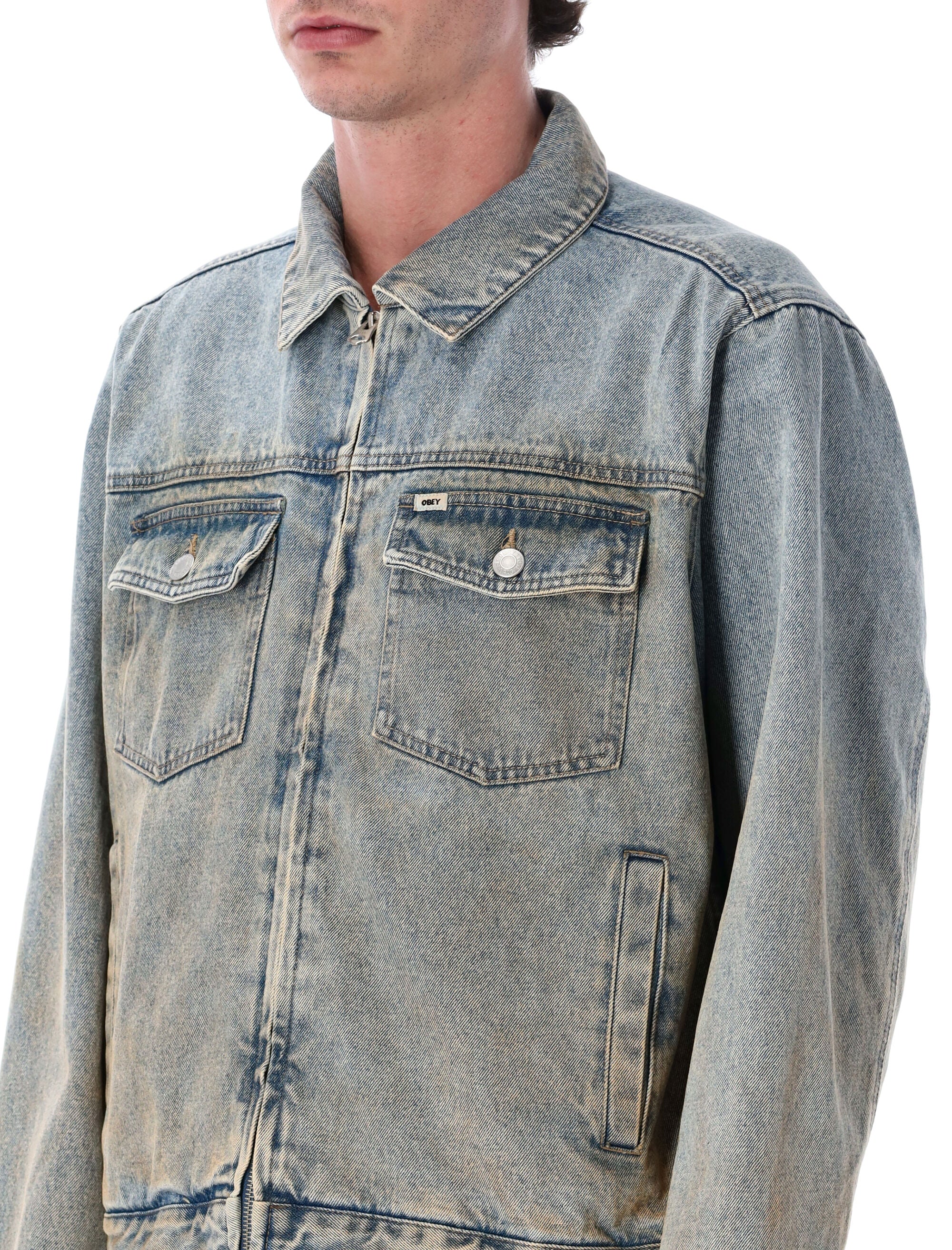 Obey Base Trucker jacket Light Indigo Cotton
