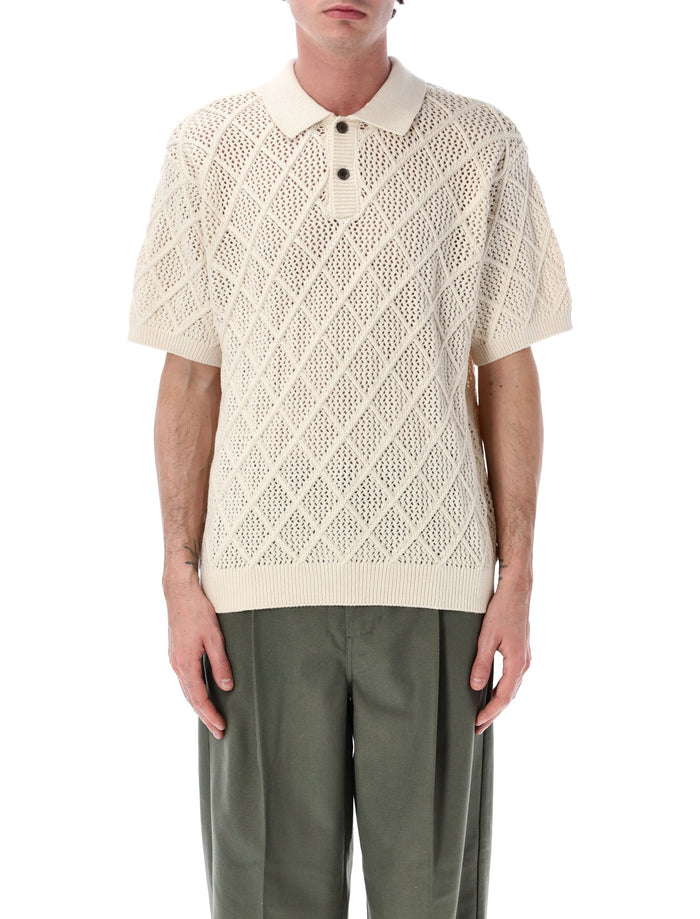 Obey Eryk Textured Knit Polo Birch Cotton T-shirt