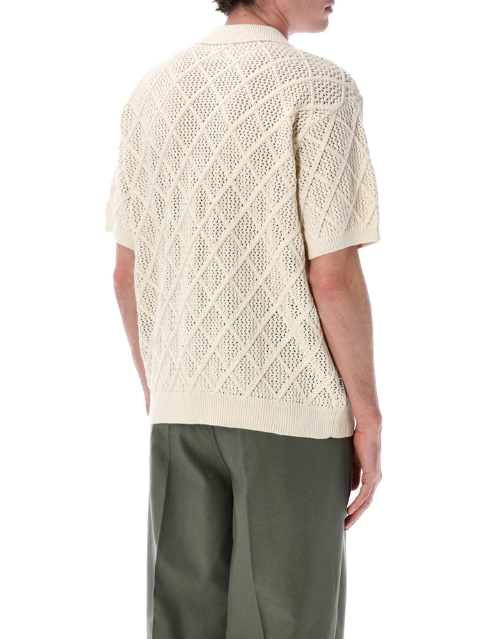 Obey Eryk Textured Knit Polo Birch Cotton T-shirt