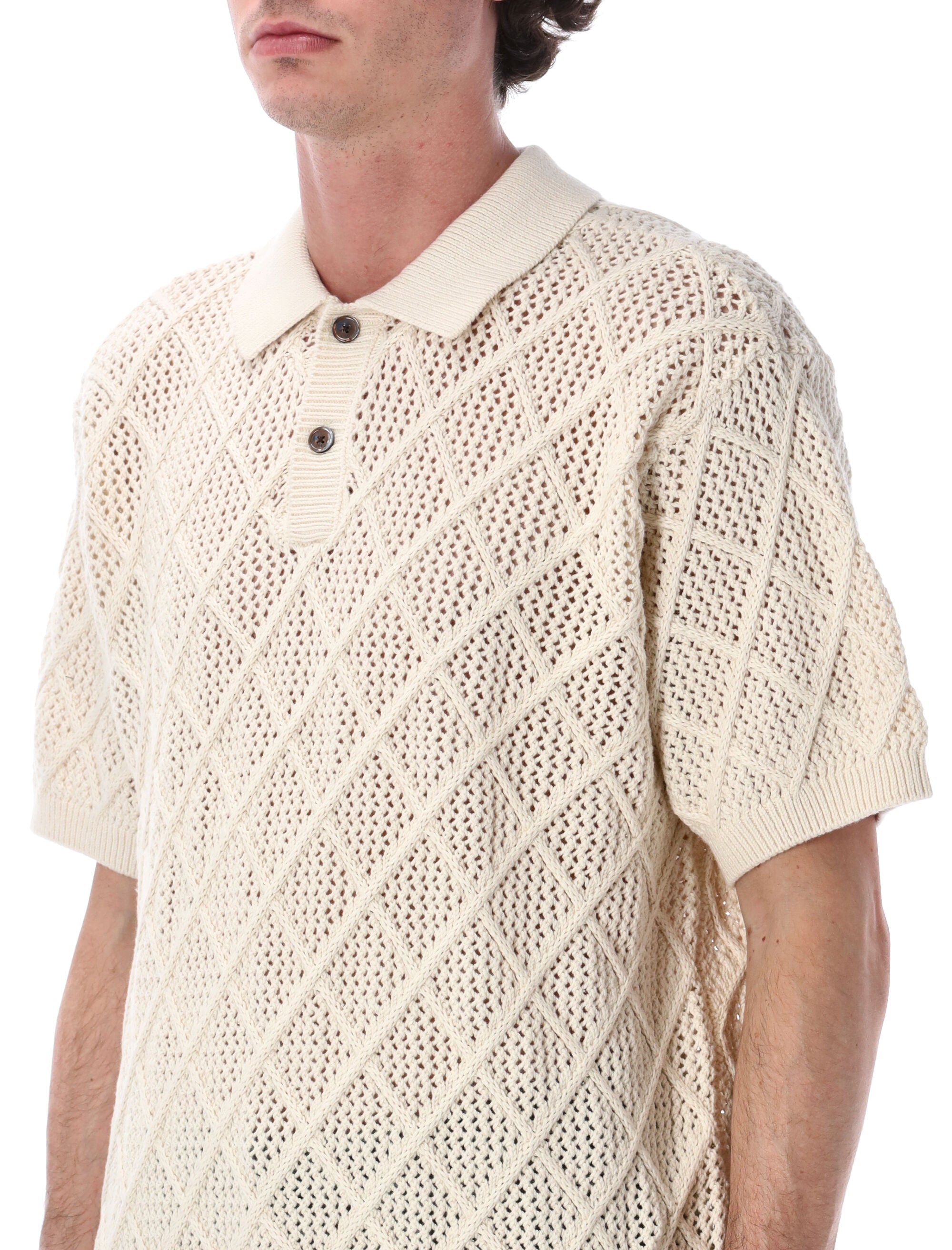 Obey Eryk Textured Knit Polo Birch Cotton T-shirt