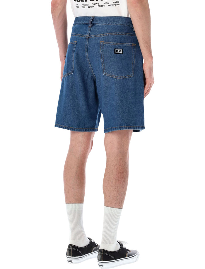 Obey Emerson denim shorts Blue Stone Wash Cotton