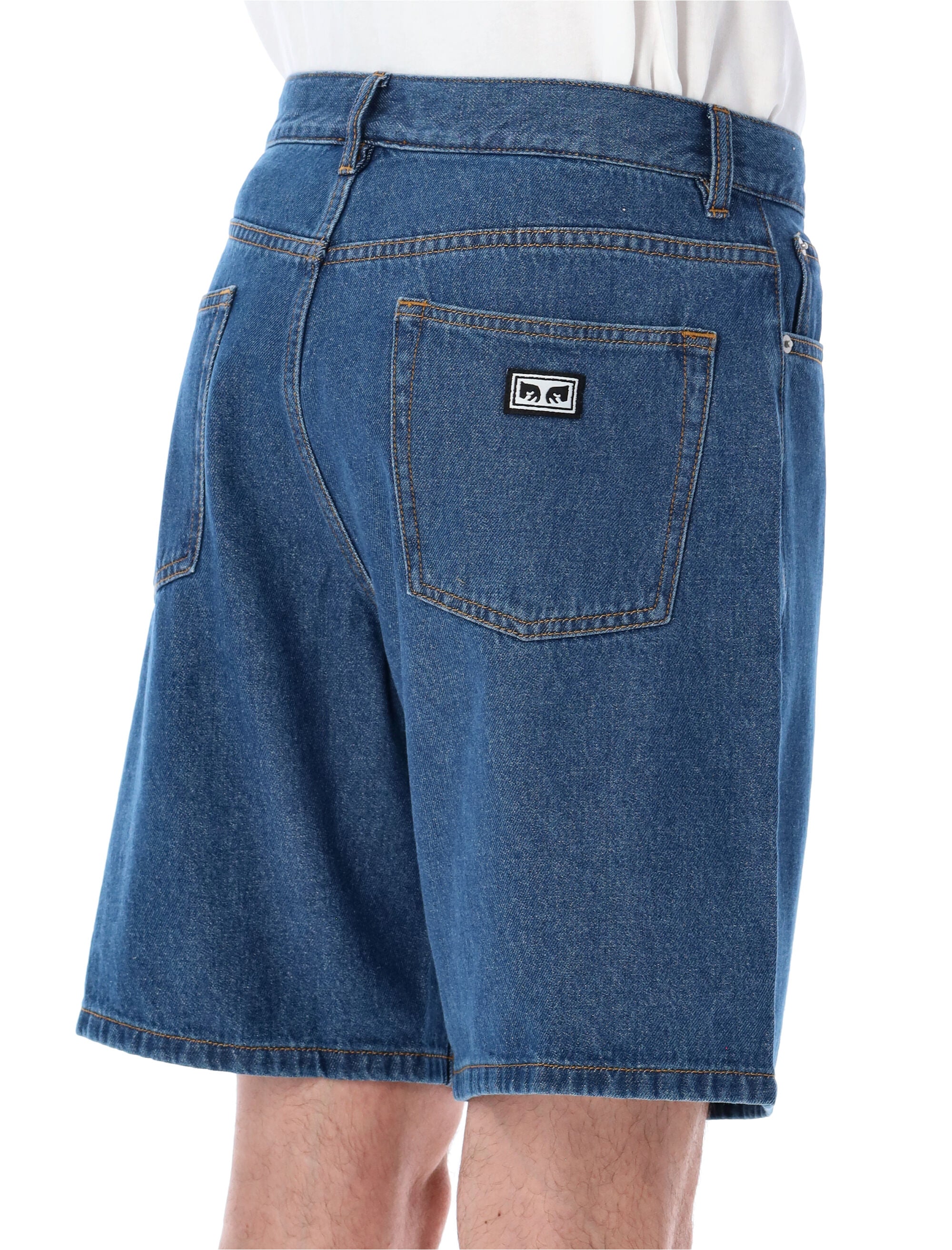 Obey Emerson Denim Shorts Blue Stone Wash Cotton