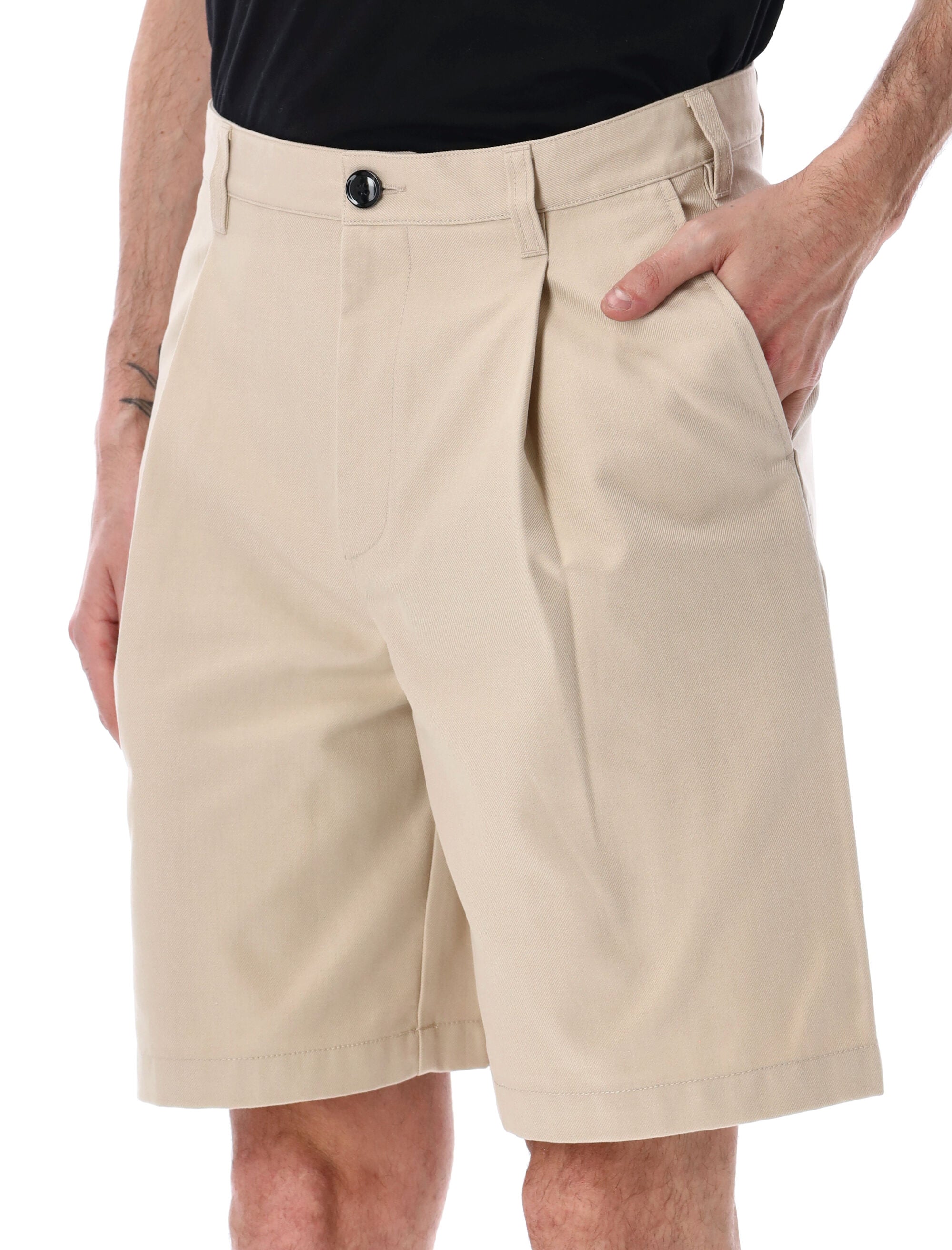 Obey Dean pleated shorts Cement Polyester