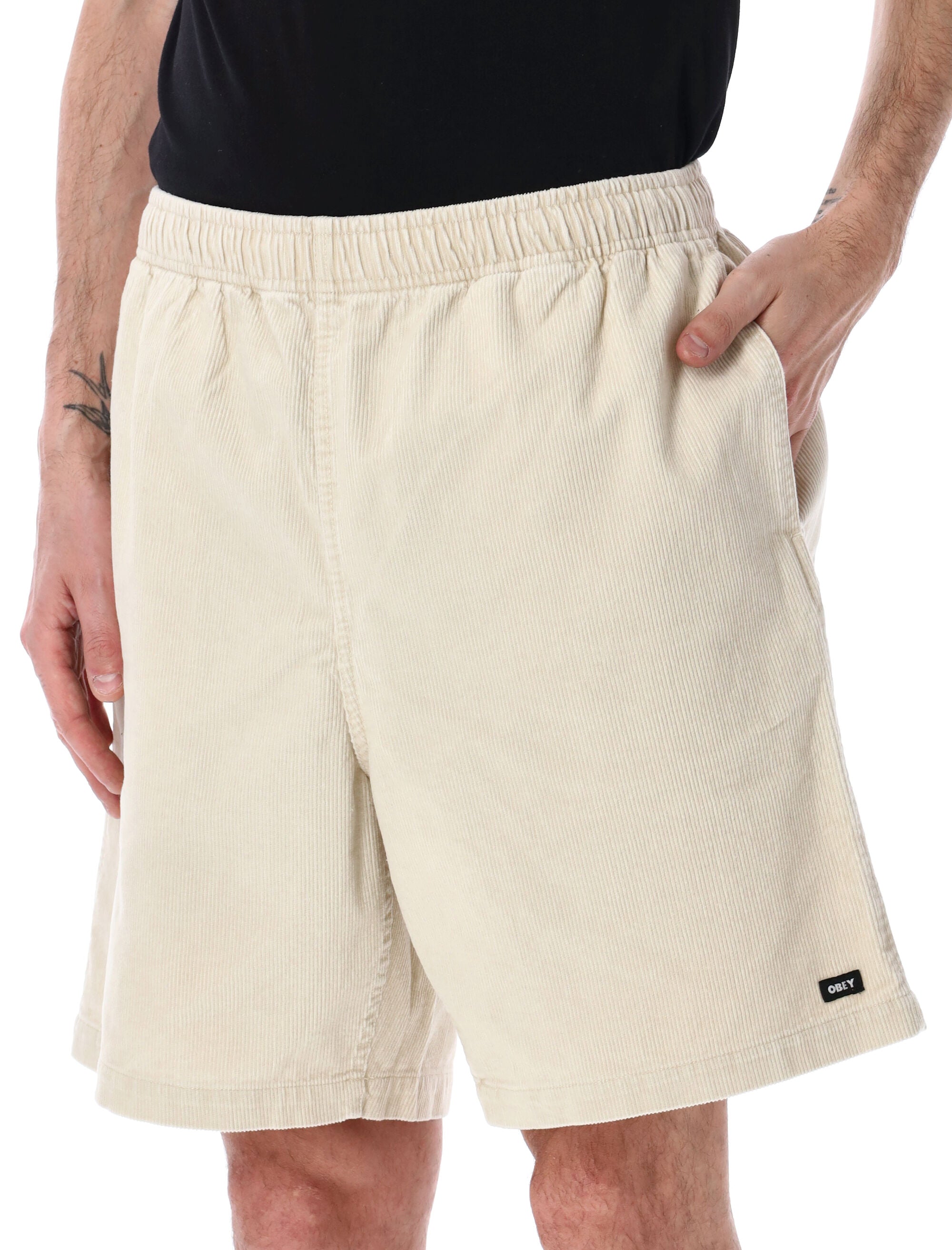 Obey Horizon Corduroy Cotton Shorts Birch Faded Wash