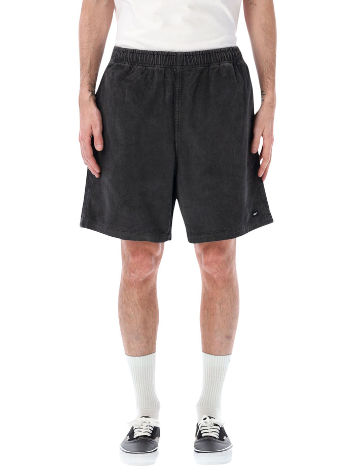 Obey Horizon corduroy cotton shorts Black Faded Wash