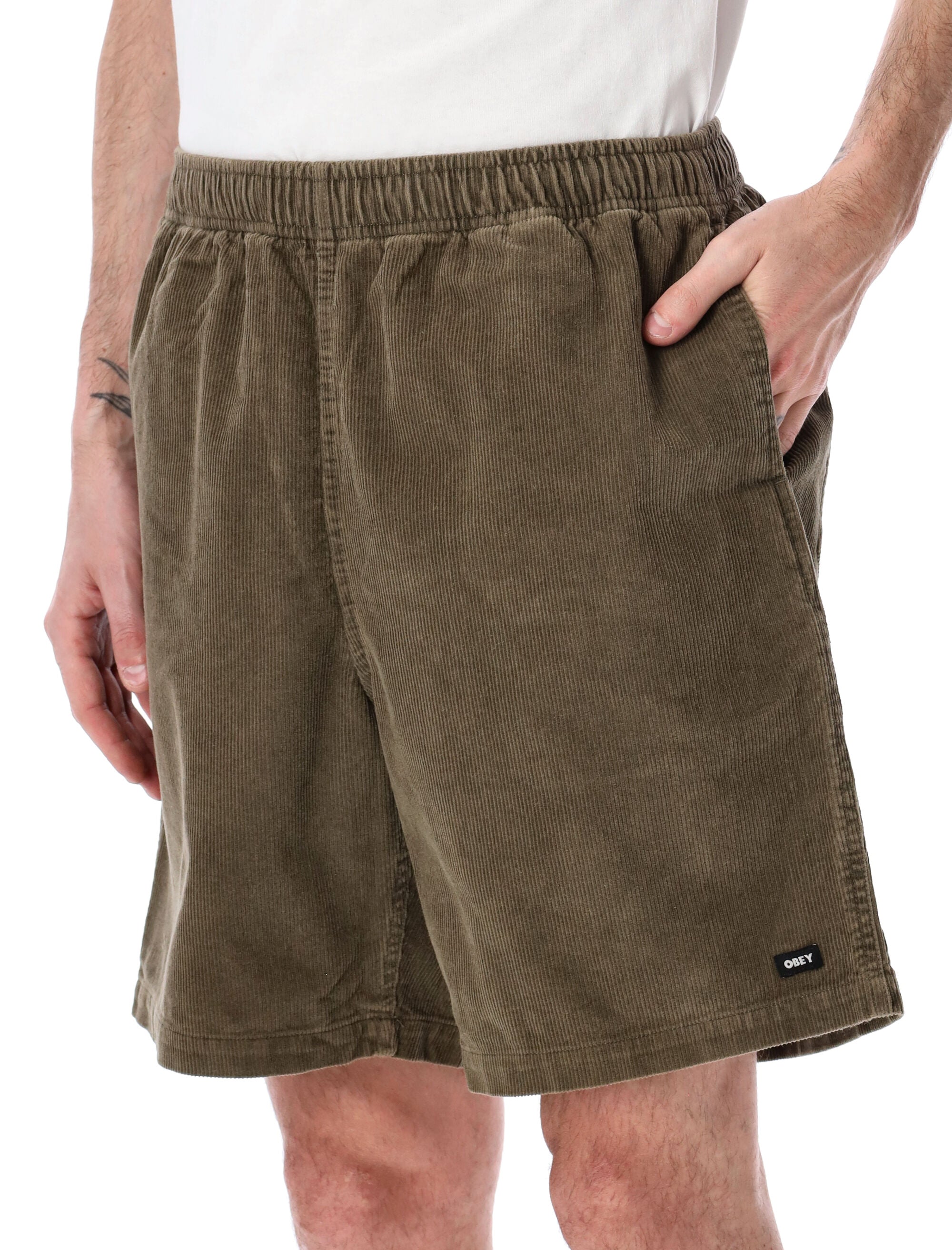 Obey Horizon corduroy cotton shorts Canteen Faded Wash