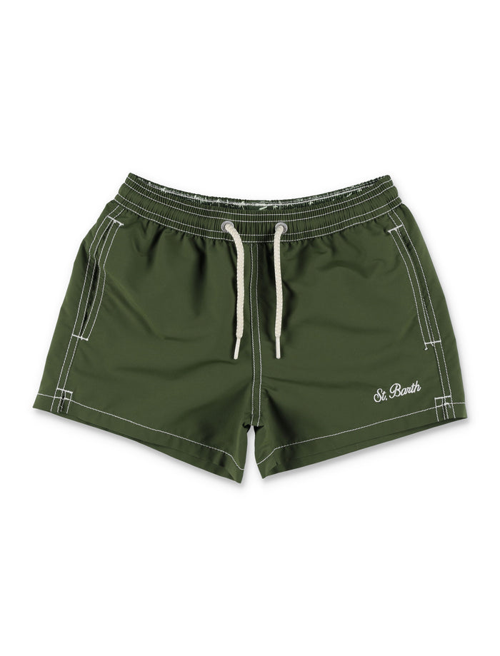 Mc2 Saint Barth Patmos Jr Swim Shorts For Kids Military Polyester Swimwear