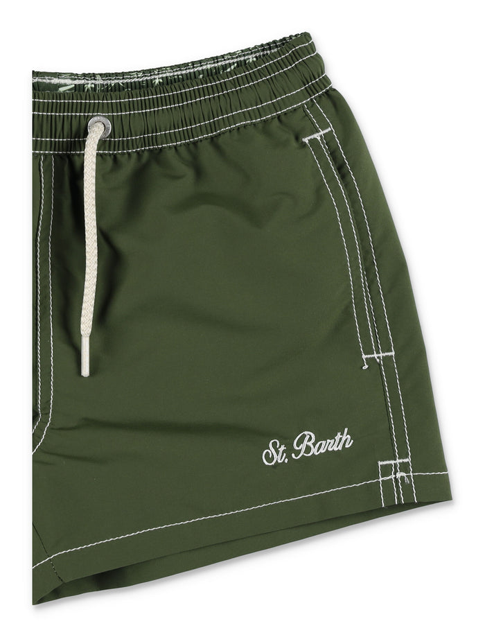Mc2 Saint Barth Patmos Jr Swim Shorts For Kids Military Polyester Swimwear