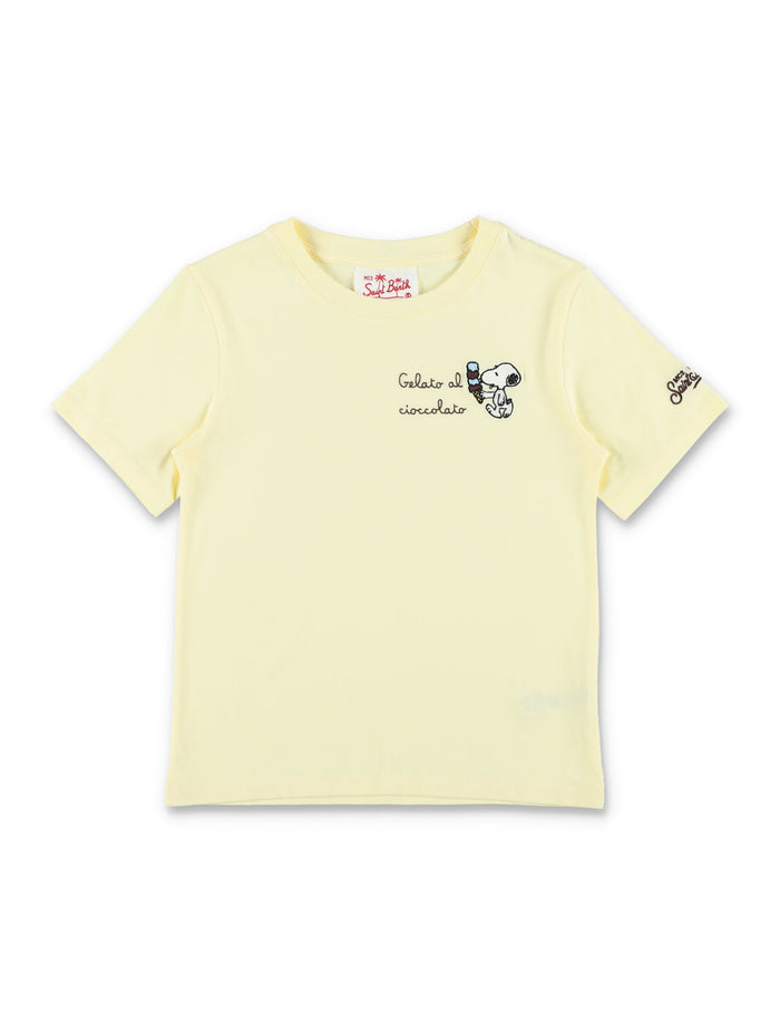 Mc2 Saint Barth Snoopy T-Shirt For Kids L.yellow Cotton Tshirt