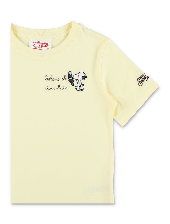 Mc2 Saint Barth Snoopy T-Shirt For Kids L.yellow Cotton Tshirt