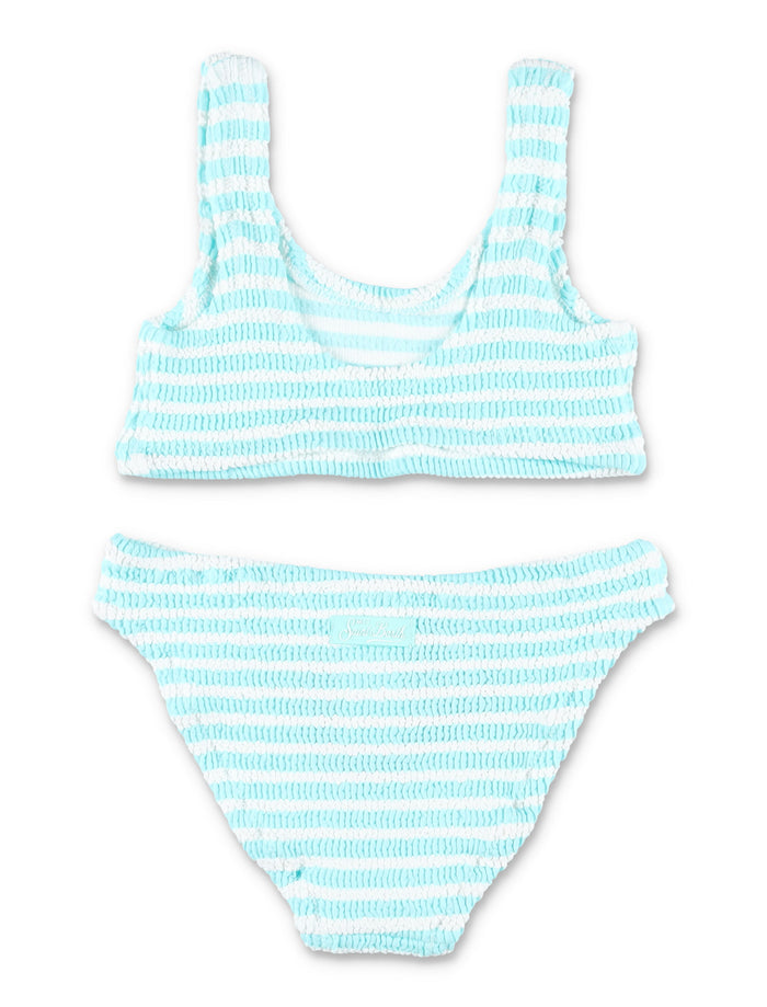 Mc2 Saint Barth Baker W Striped Crinkle Bikini For Girls Smeraldo Polyamide