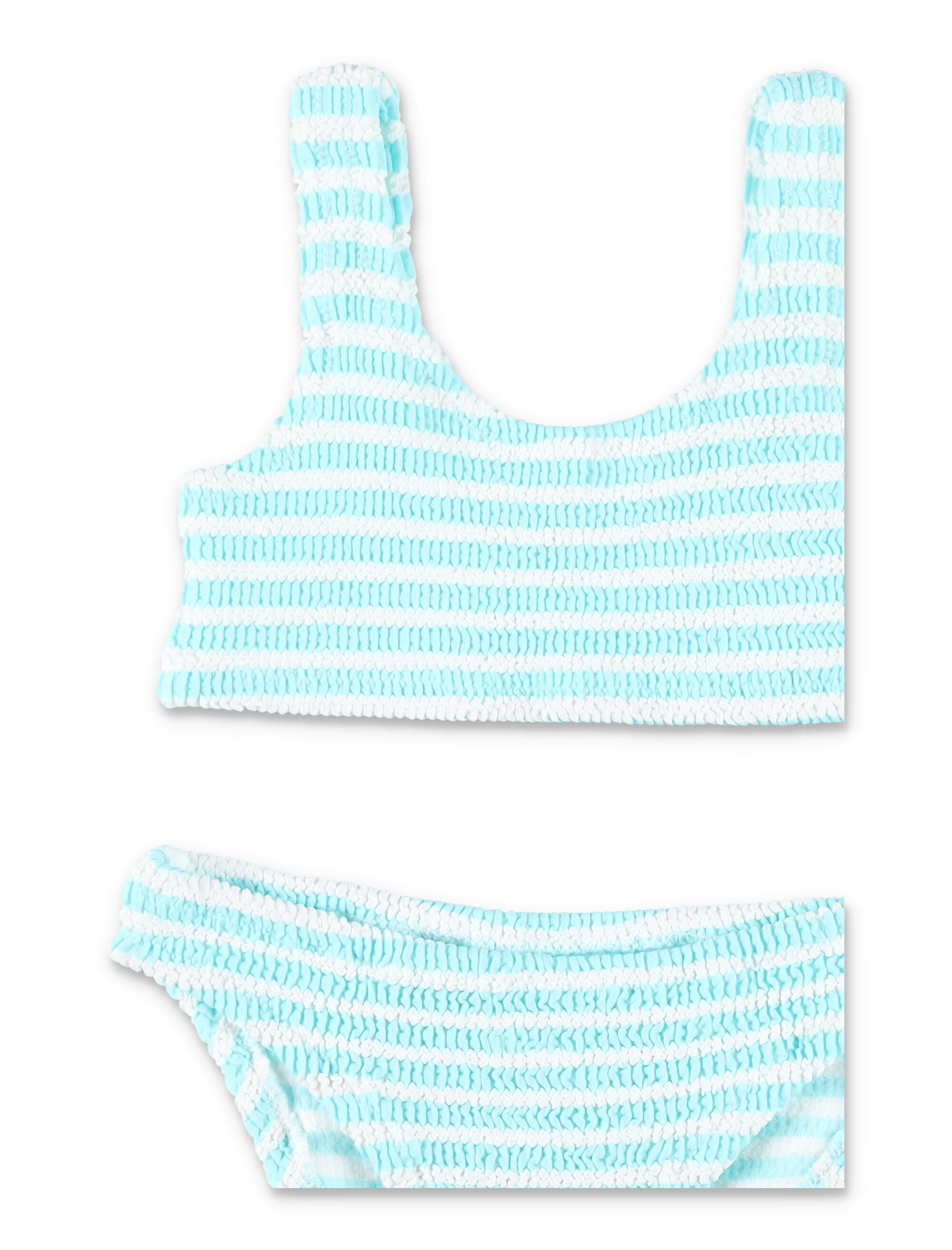 Mc2 Saint Barth Baker W Striped Crinkle Bikini For Girls Smeraldo Polyamide