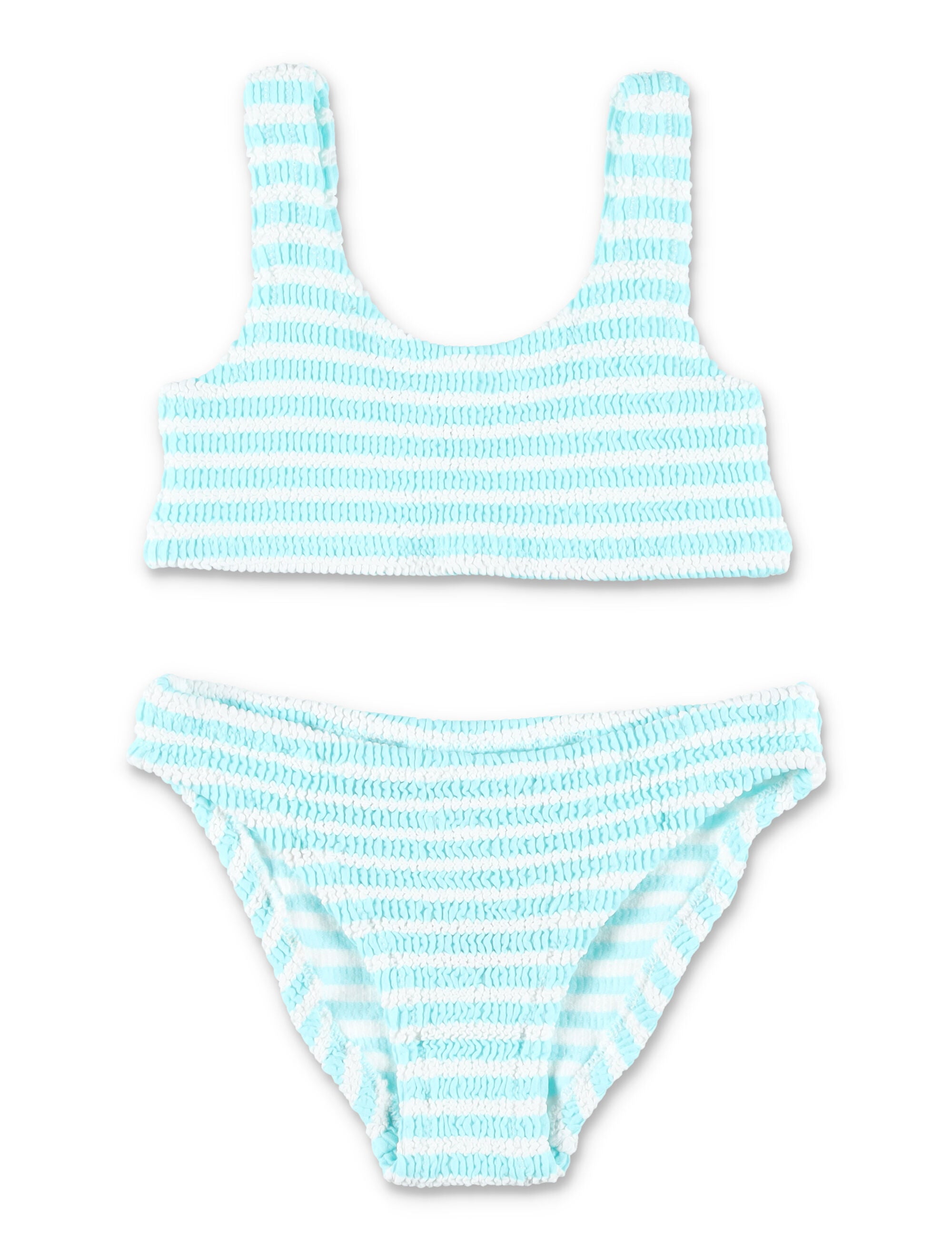 Mc2 Saint Barth Baker W Striped Crinkle Bikini For Girls Smeraldo Polyamide