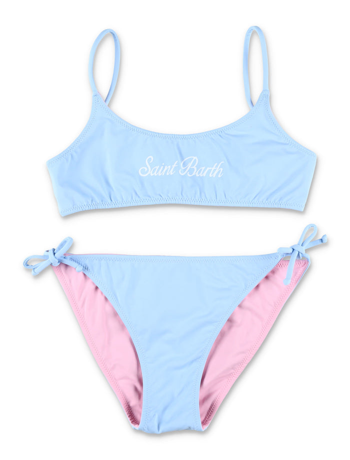Mc2 Saint Barth Jaiden Double Reversible Bikini For Girls L.blue/pink Polyamide