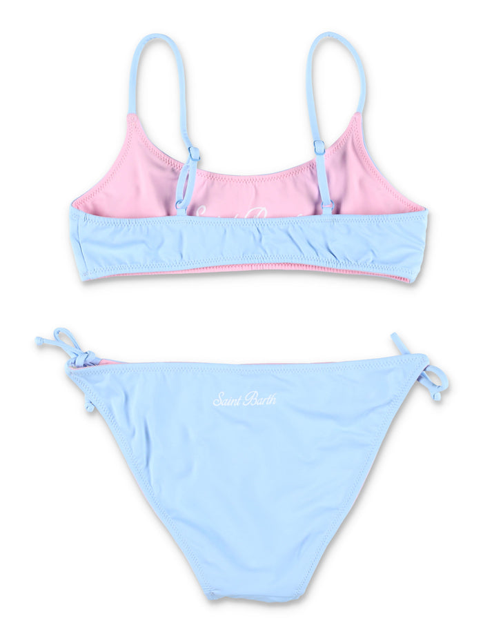Mc2 Saint Barth Jaiden Double Reversible Bikini For Girls L.blue/pink Polyamide