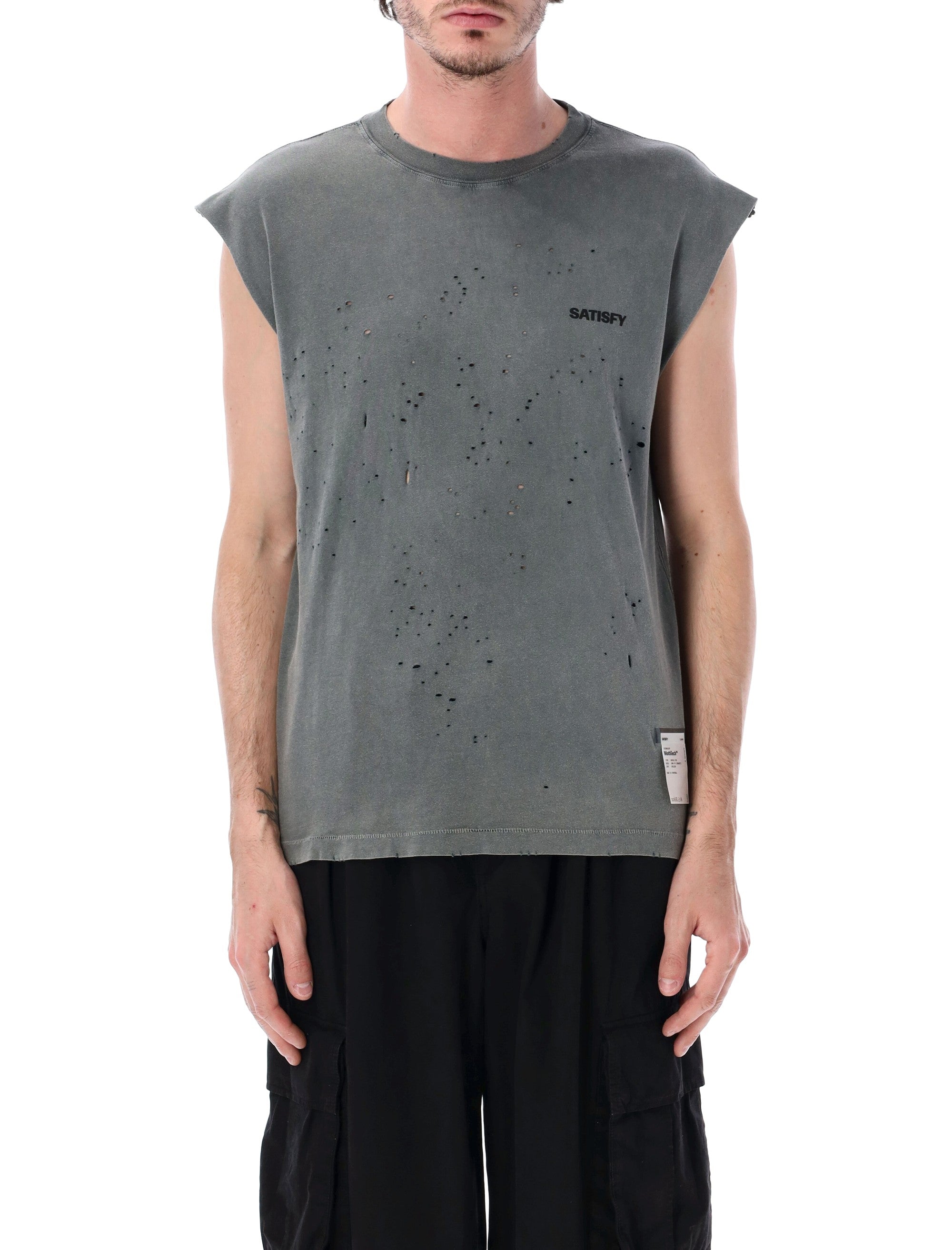 Satisfy Mothtech Muscle Organic Cotton Tee Faded Black T-shirt