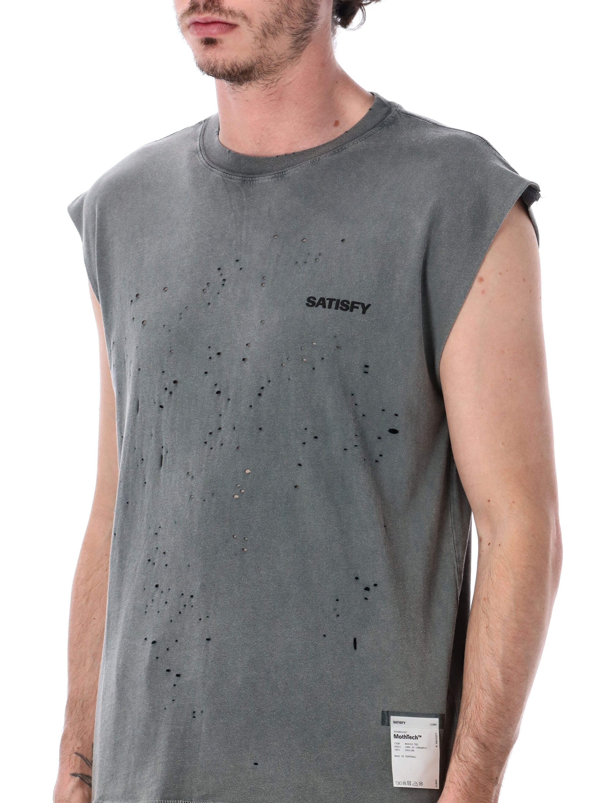 Satisfy Mothtech Muscle Organic Cotton Tee Faded Black T-shirt