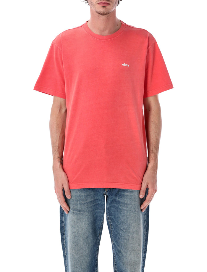 Obey Jersey T-Shirt With Embroidered Logo Fiery Red Cotton Tshirt