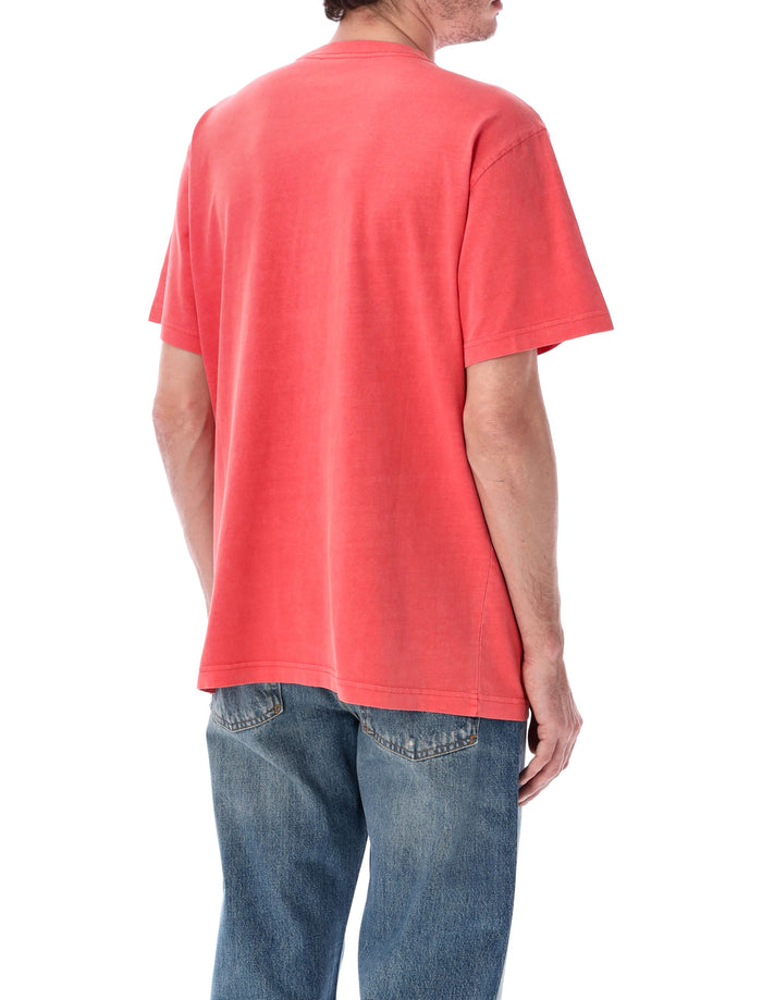 Obey Jersey T-Shirt With Embroidered Logo Fiery Red Cotton Tshirt