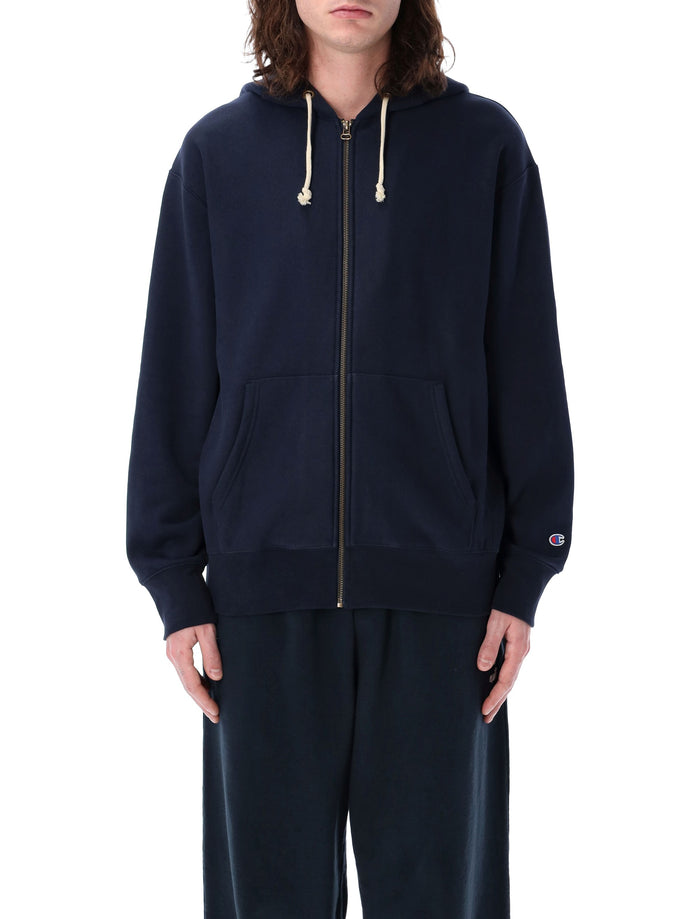Champion Oversized Zip Hoodie Navy Cotton Sweatshirt