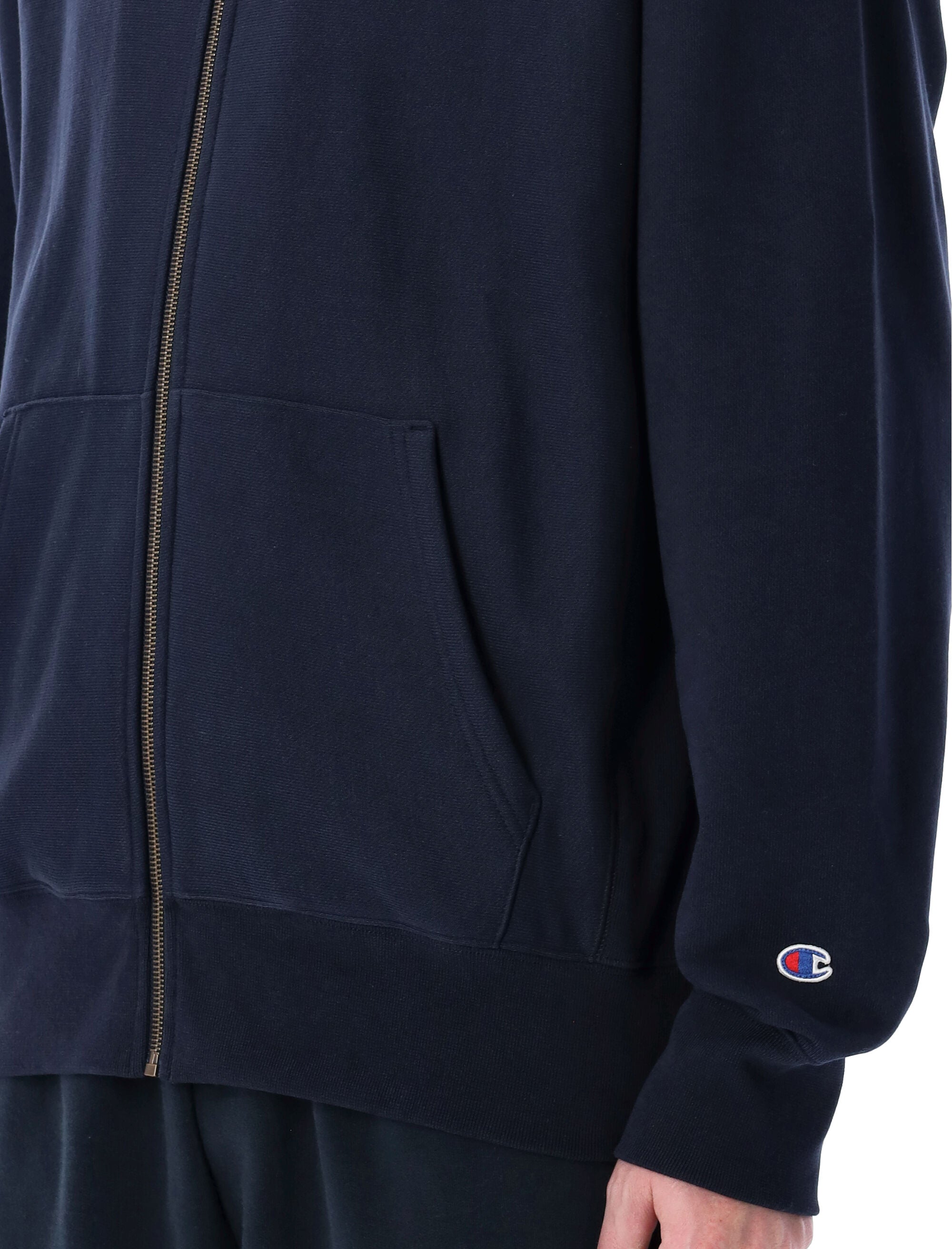 Champion Oversized Zip Hoodie Navy Cotton Sweatshirt