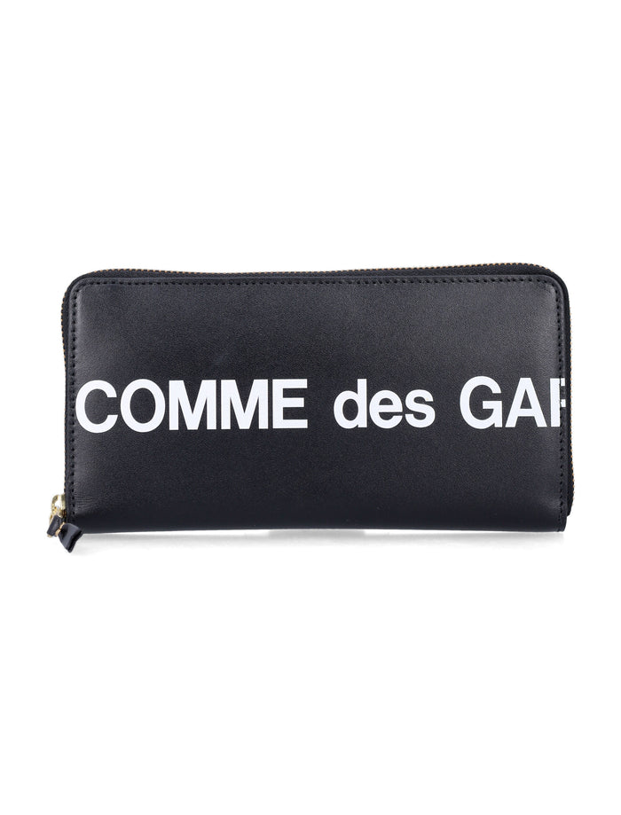 Comme Des Garçons Wallet Hugo Logo Black Leather