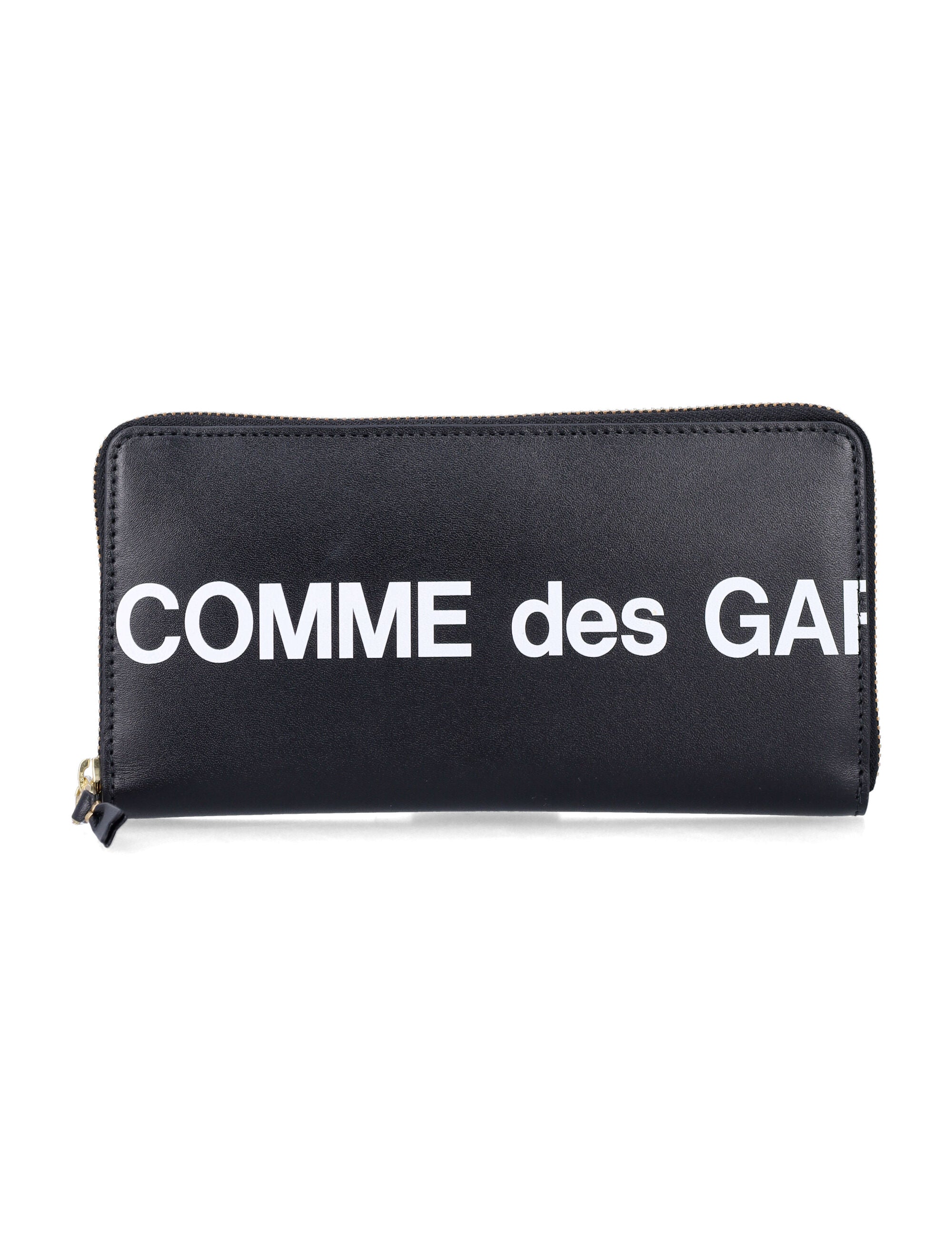 Comme Des Garçons Wallet Hugo Logo Black Leather