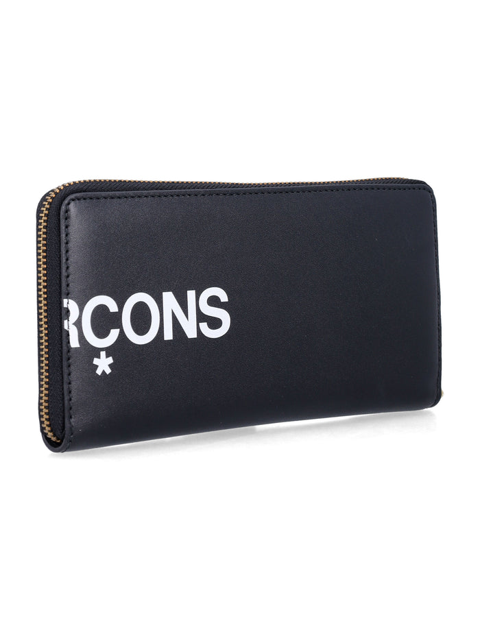 Comme Des Garçons Wallet Hugo Logo Black Leather