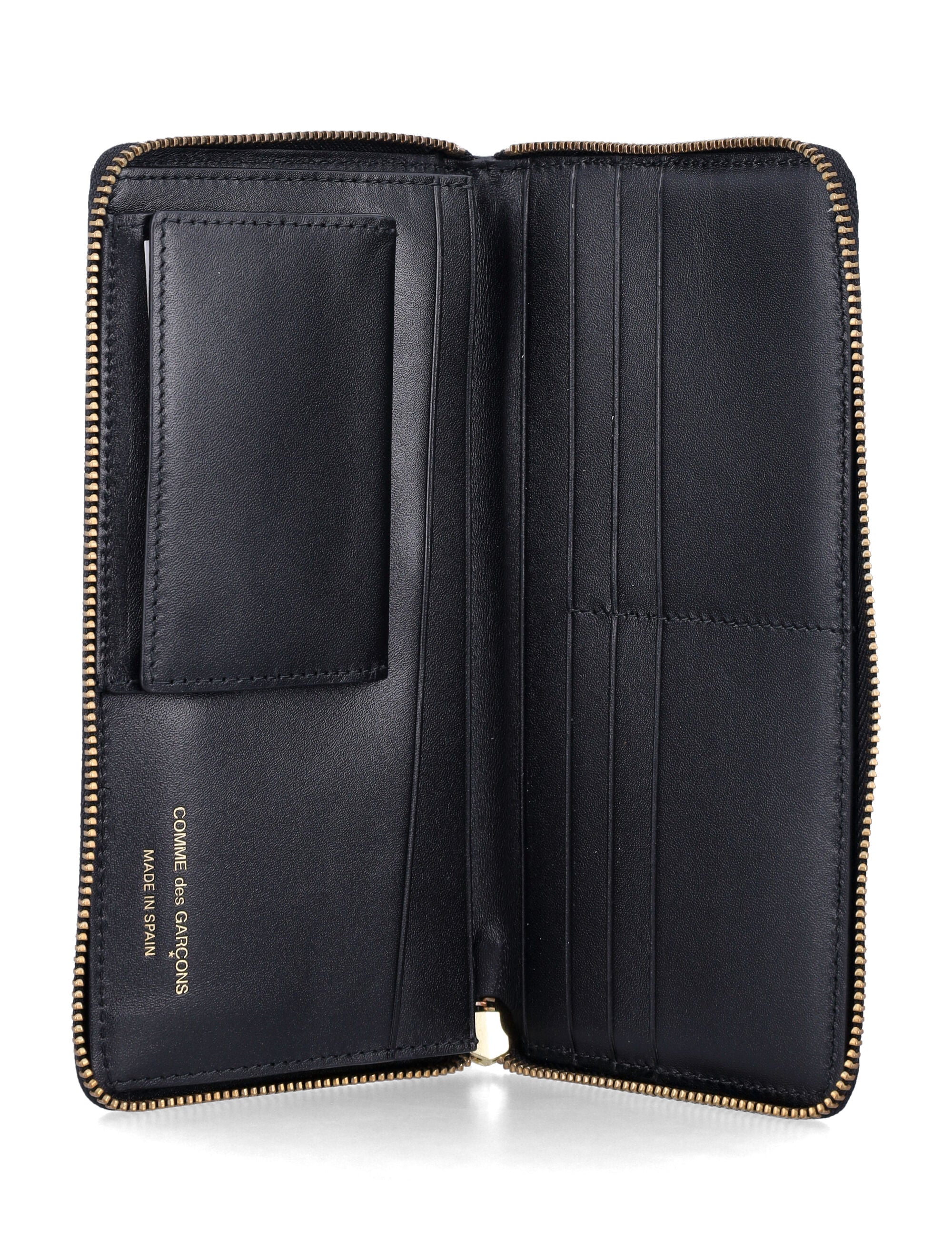 Comme Des Garçons Wallet Hugo Logo Black Leather