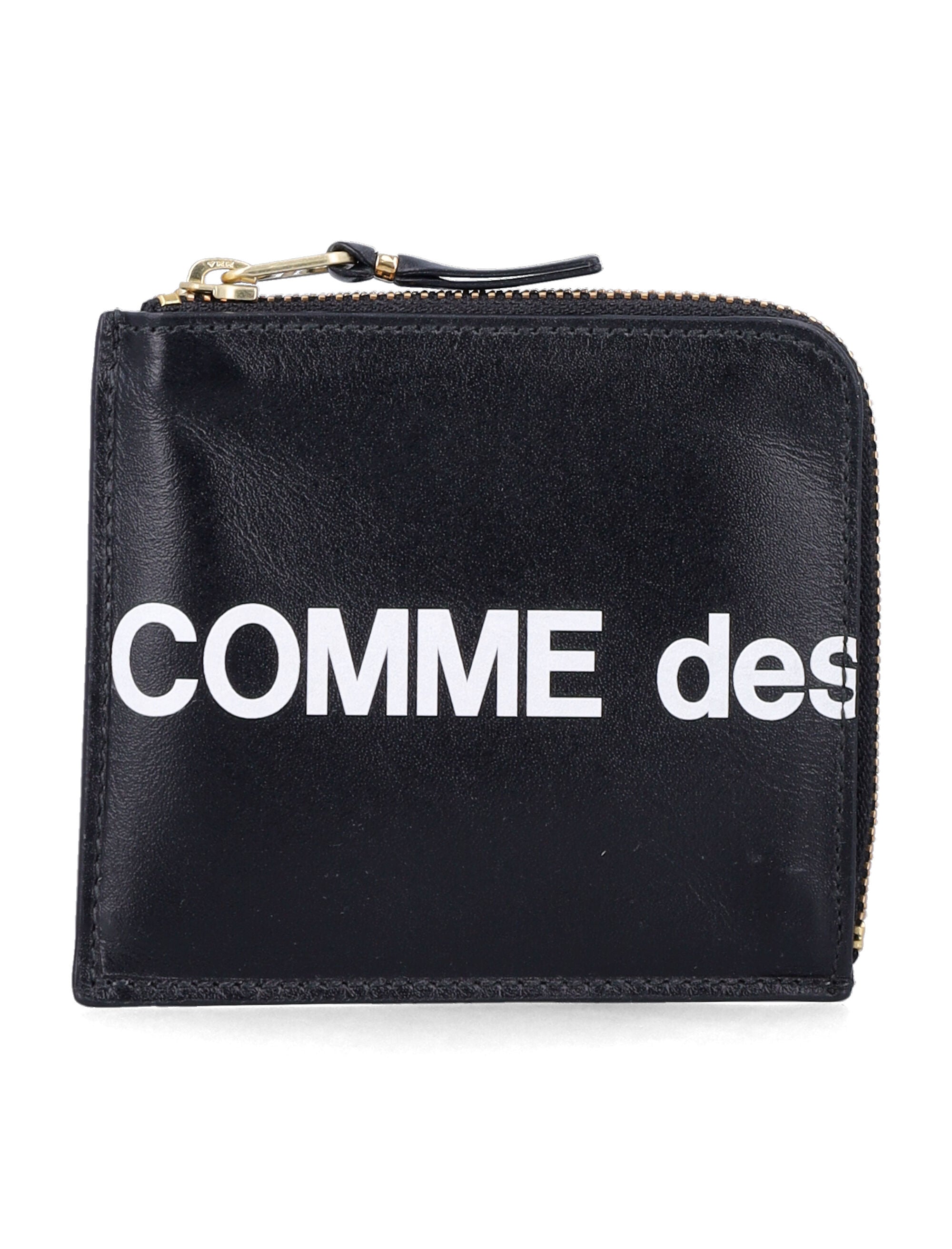 Comme Des Garçons Wallet Huge Logo Black Cowhide Leather