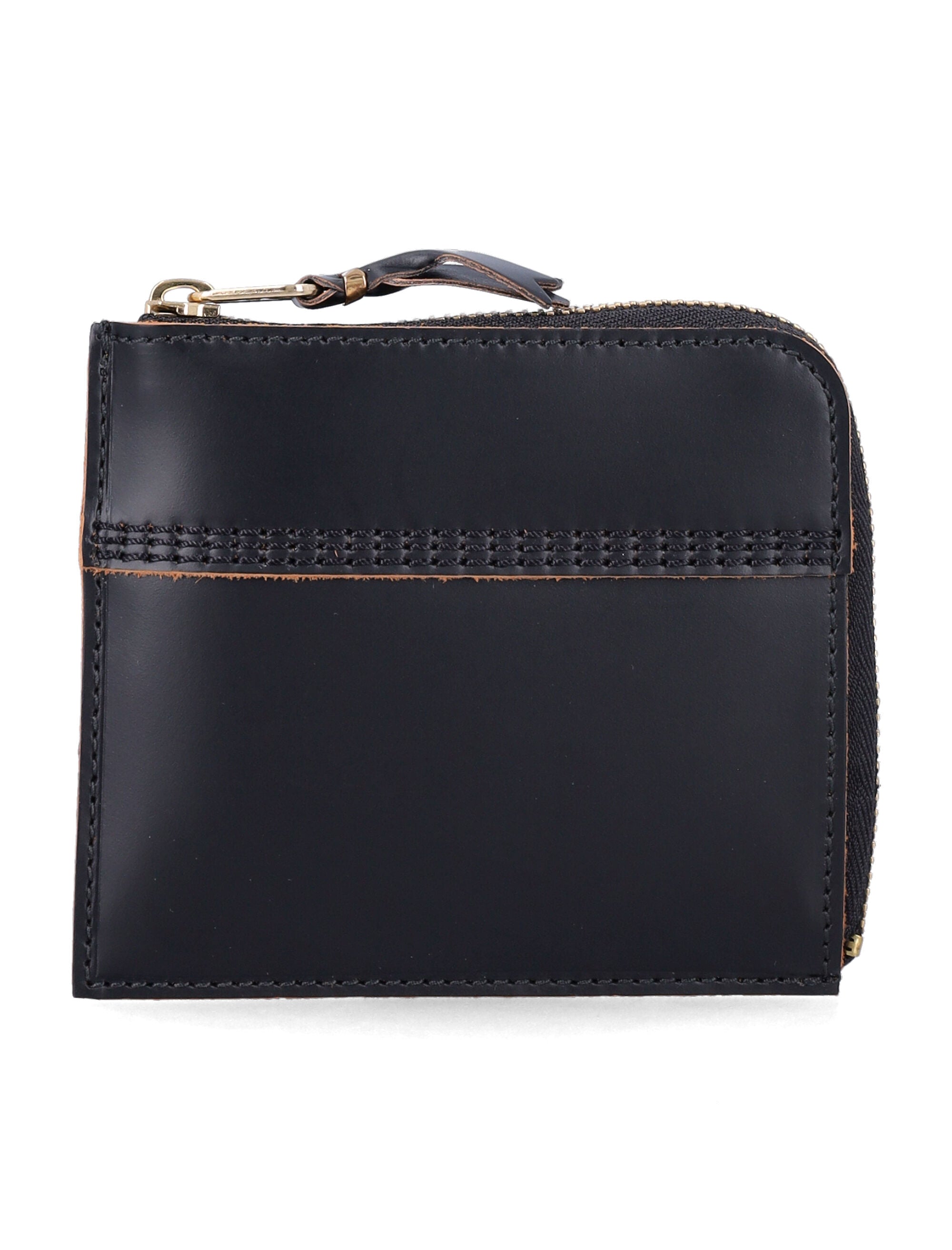 Comme Des Garçons Wallet Triple Stitch Black Leather