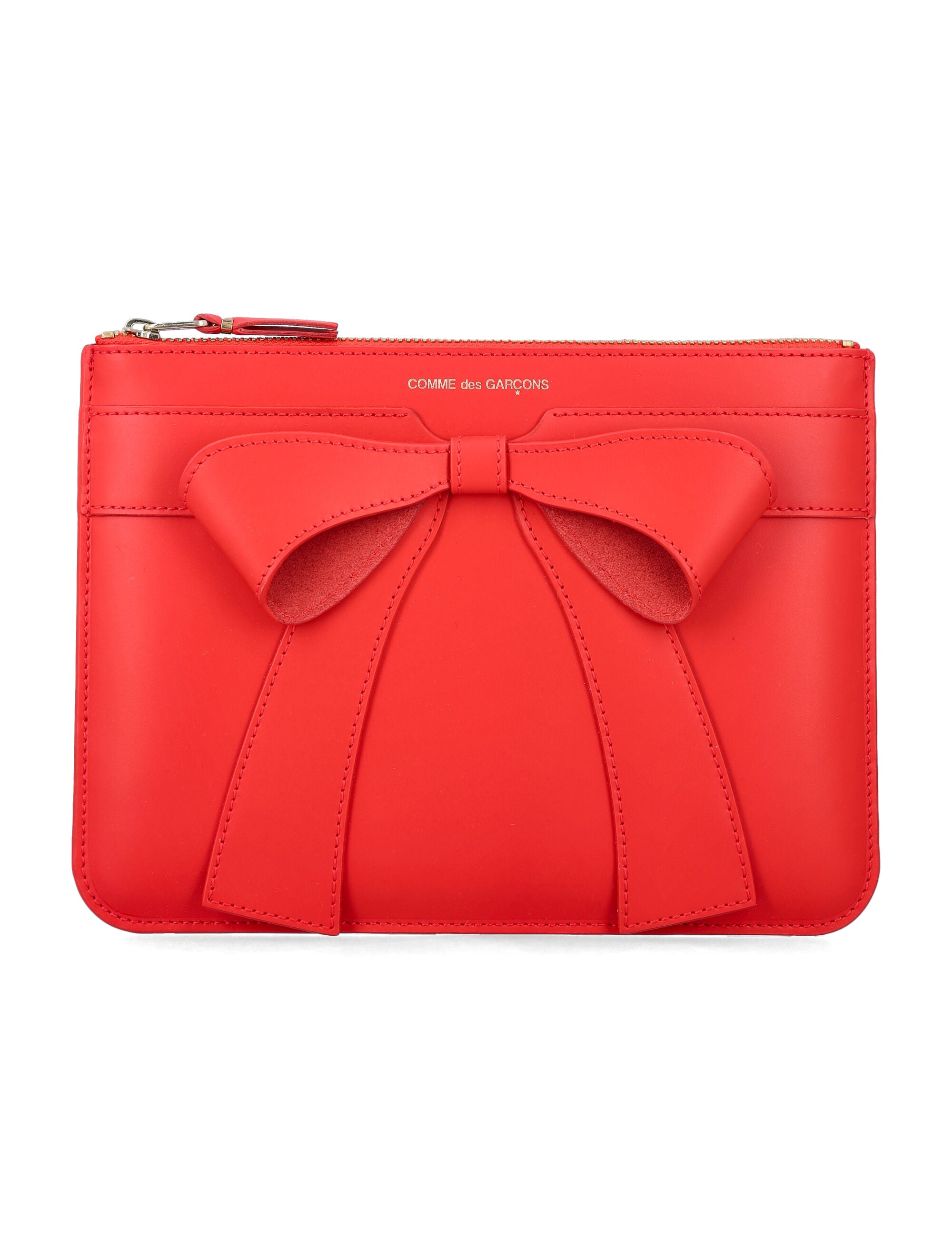 Comme Des Garçons Wallet Large Big Bow Leather Pouch Red Cowhide