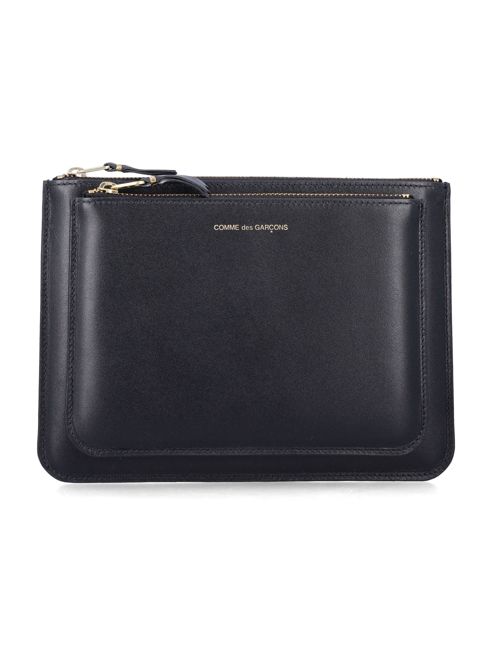 Comme Des Garçons Wallet Zip Pocket Pouch Black Leather