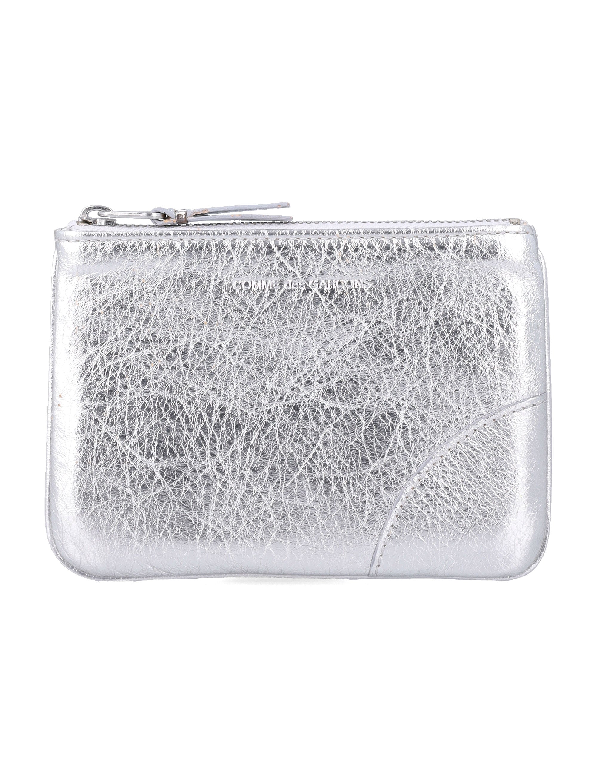 Comme Des Garçons Wallet Xsmall Leather Pouch Silver Calfskin