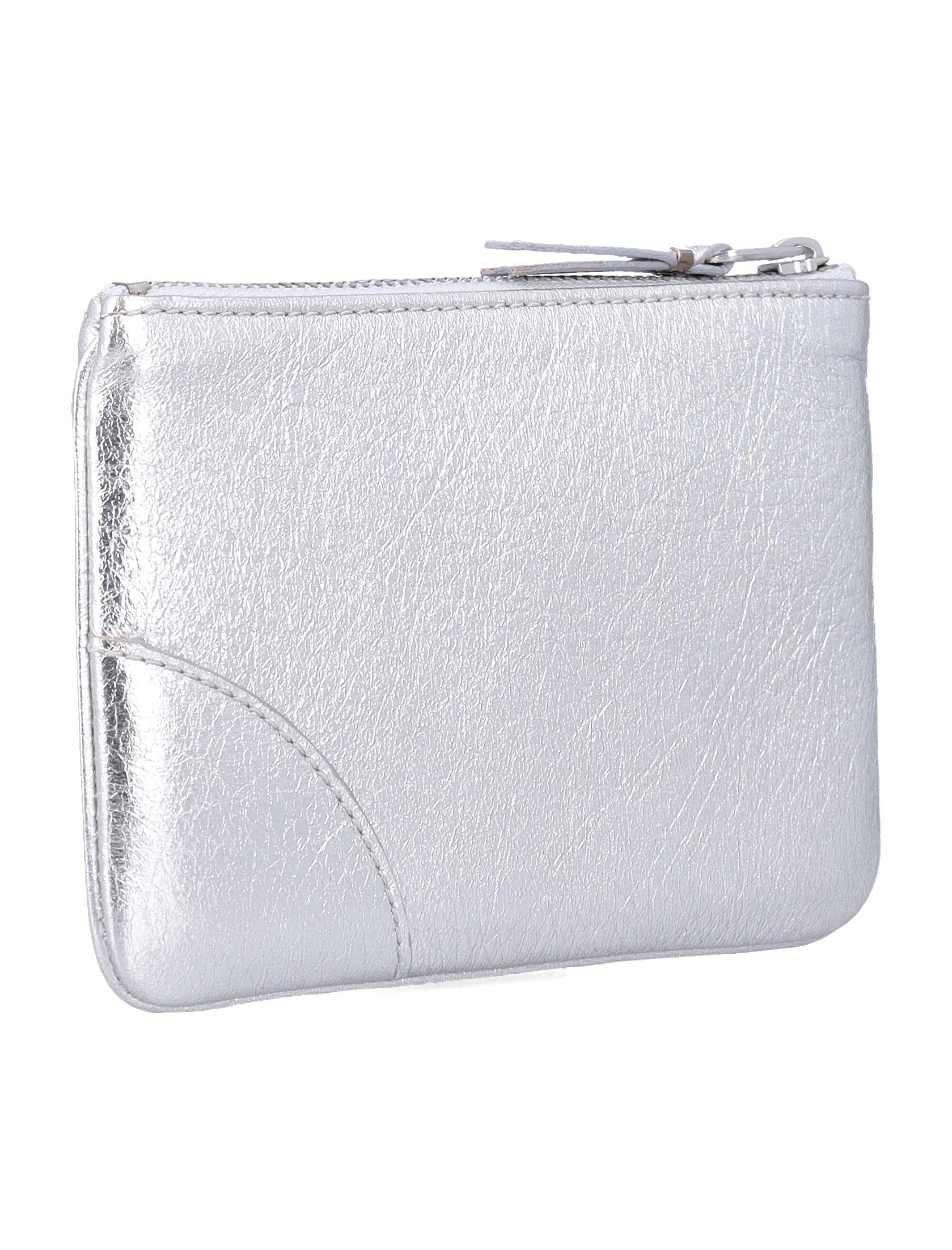 Comme Des Garçons Wallet Xsmall Leather Pouch Silver Calfskin