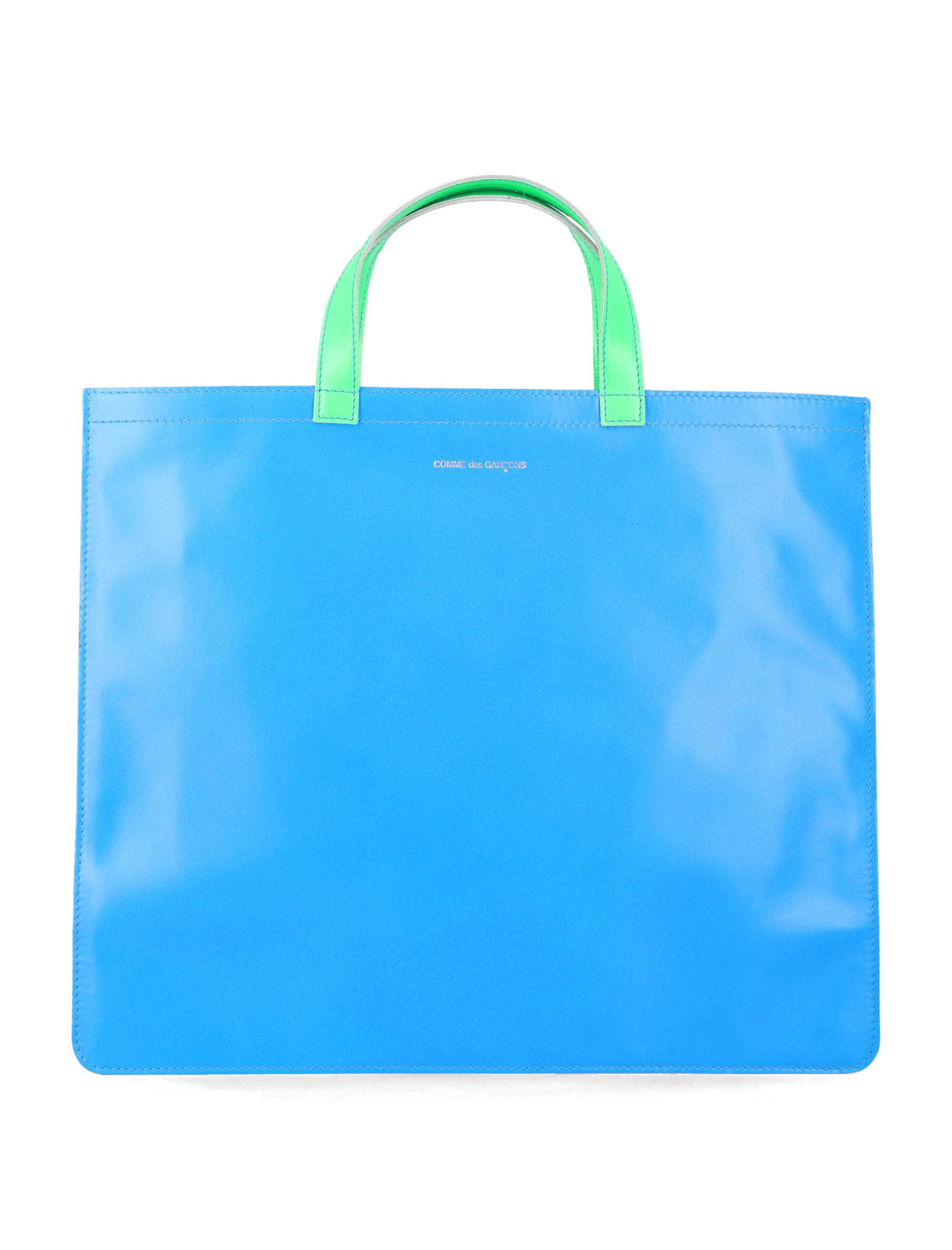Comme Des Garçons Wallet Fluo Leather Tote Blue Orange Goat