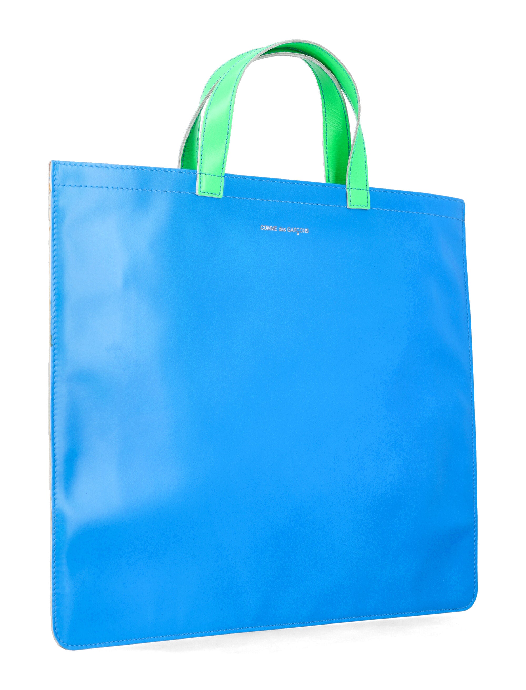 Comme Des Garçons Wallet Fluo Leather Tote Blue Orange Goat