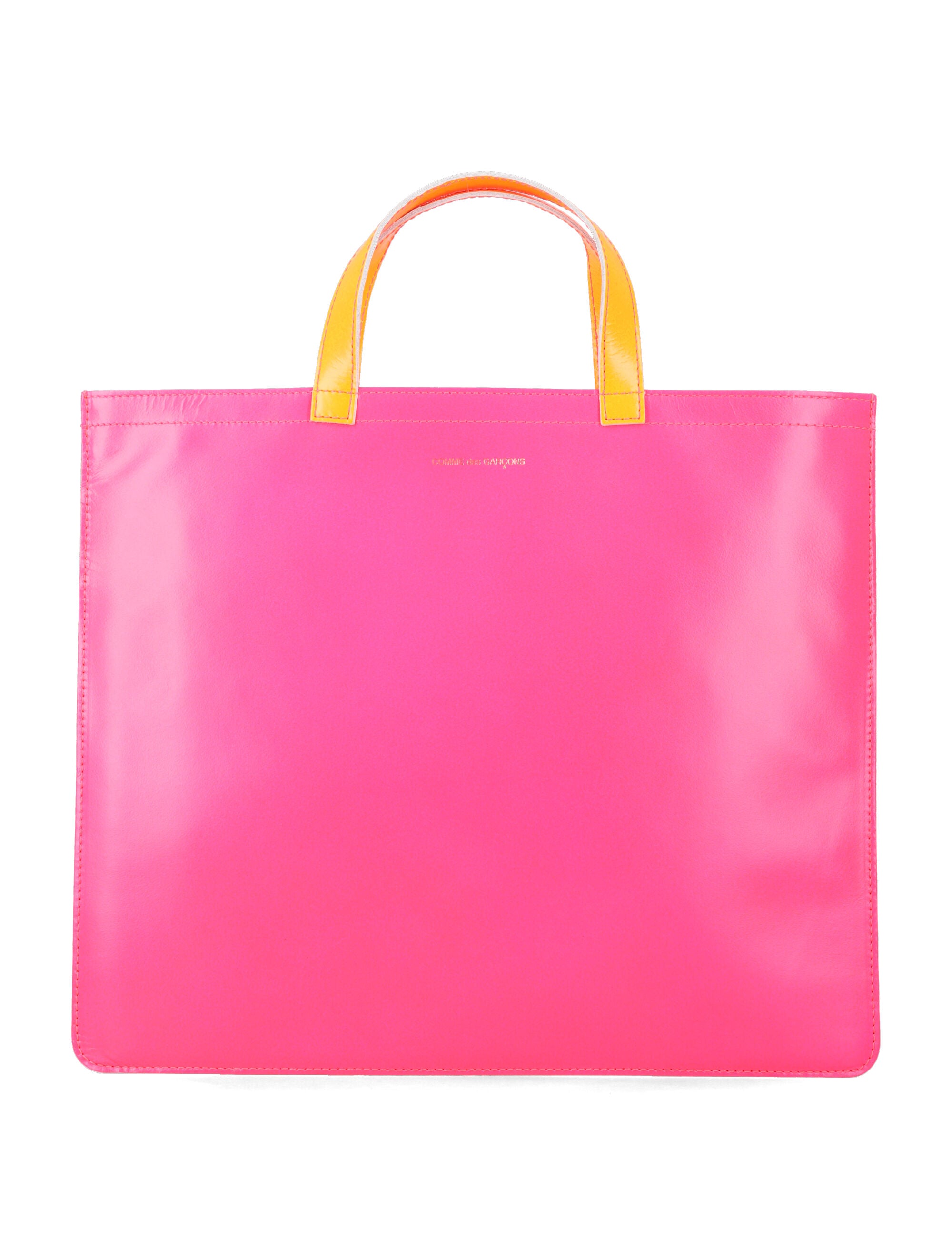 Comme Des Garçons Wallet Fluo Leather Tote Pink Yellow Goat