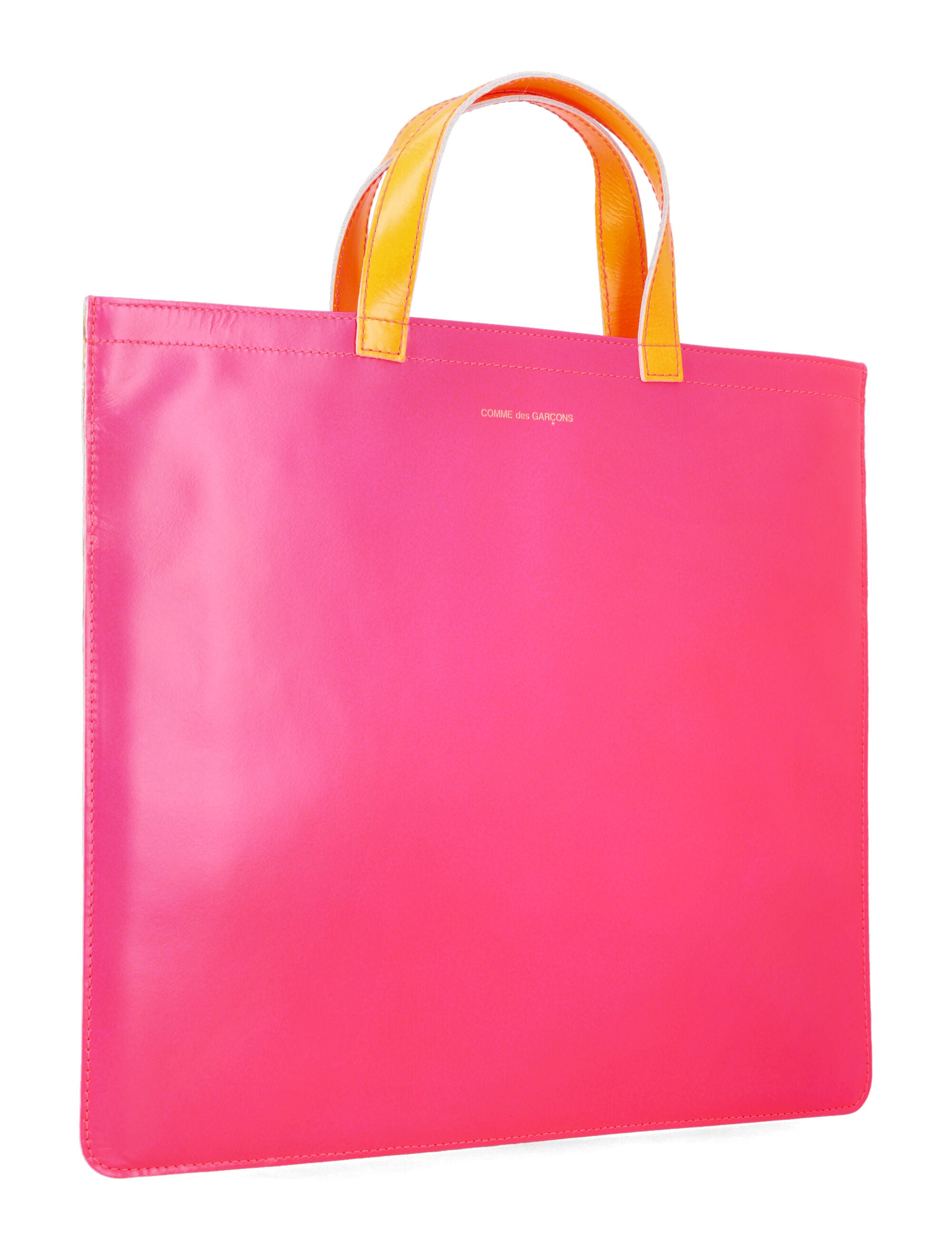 Comme Des Garçons Wallet Fluo Leather Tote Pink Yellow Goat