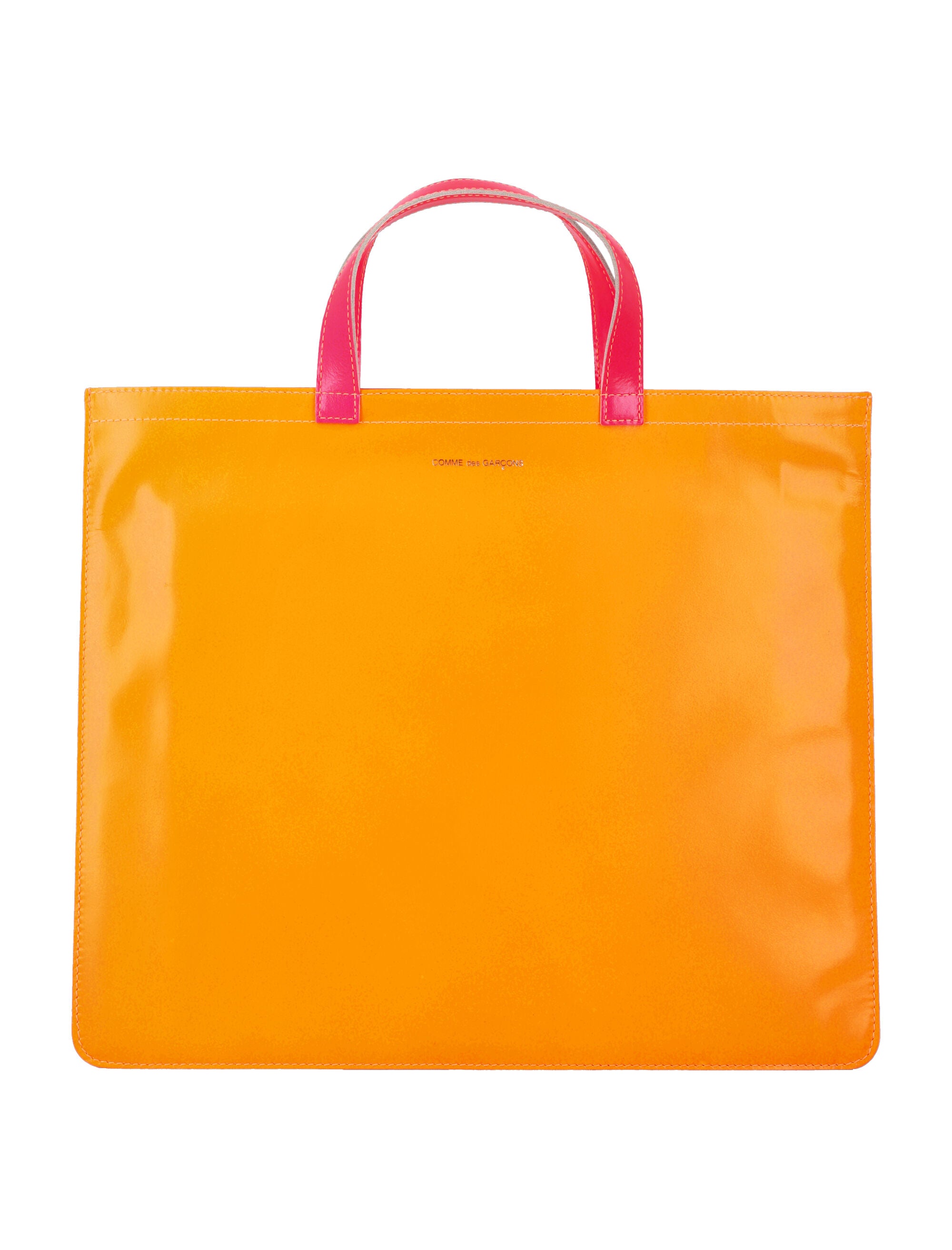 Comme Des Garçons Wallet Fluo Leather Tote Yellow/orange Goat