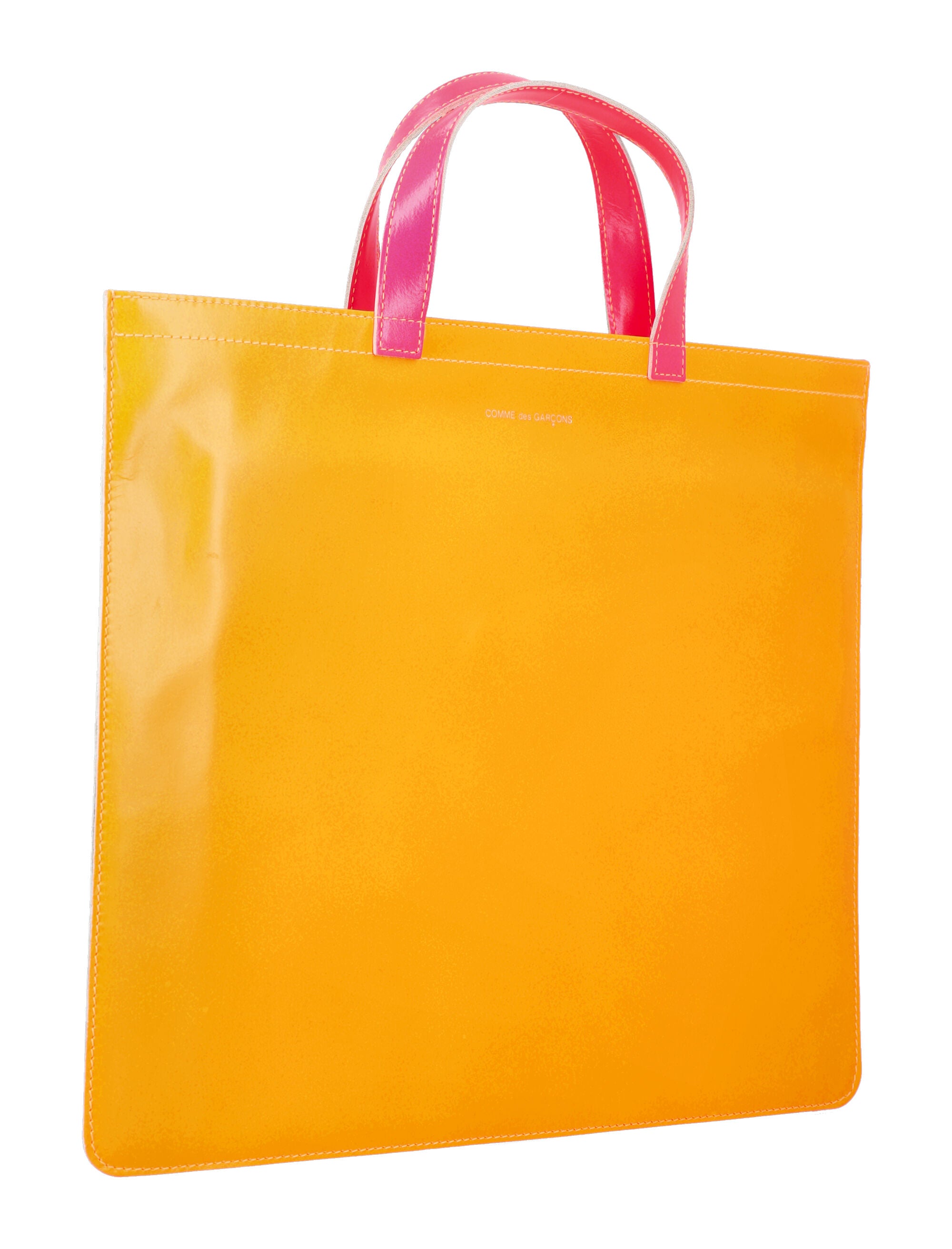 Comme Des Garçons Wallet Fluo Leather Tote Yellow/orange Goat