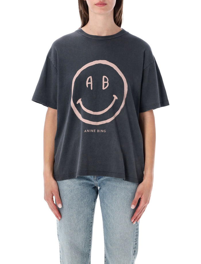 Anine Bing Cade Smiley T-Shirt Washed Gray Cotton