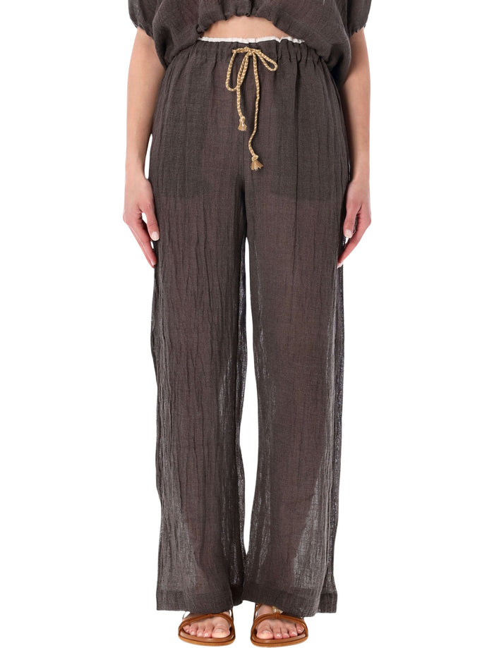Lino Crinkle Linen Pants Fumo