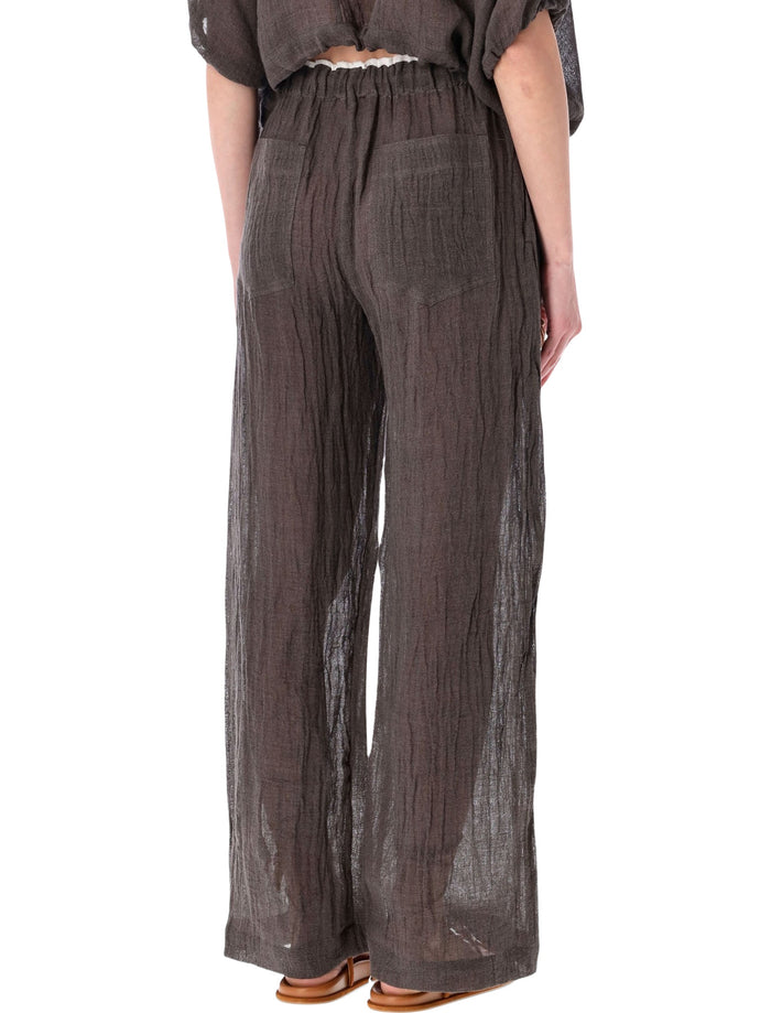 Lino Crinkle Linen Pants Fumo