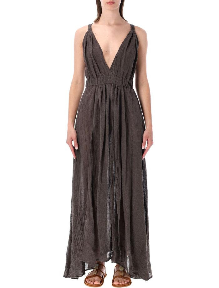 Lino Crinkle Linen Dress Fumo