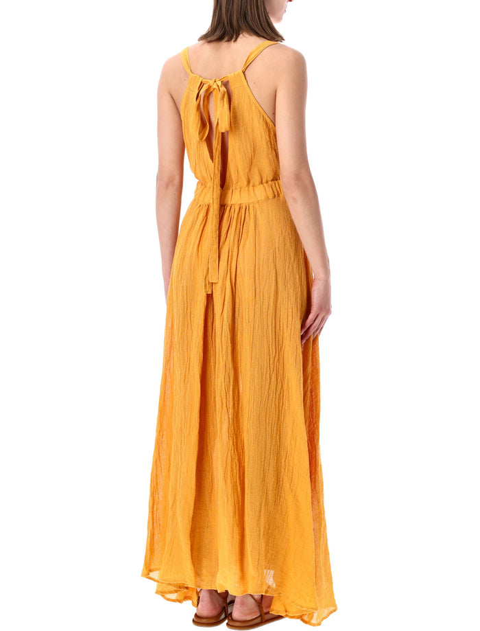 Lino Crinkle Linen Dress Zafferano